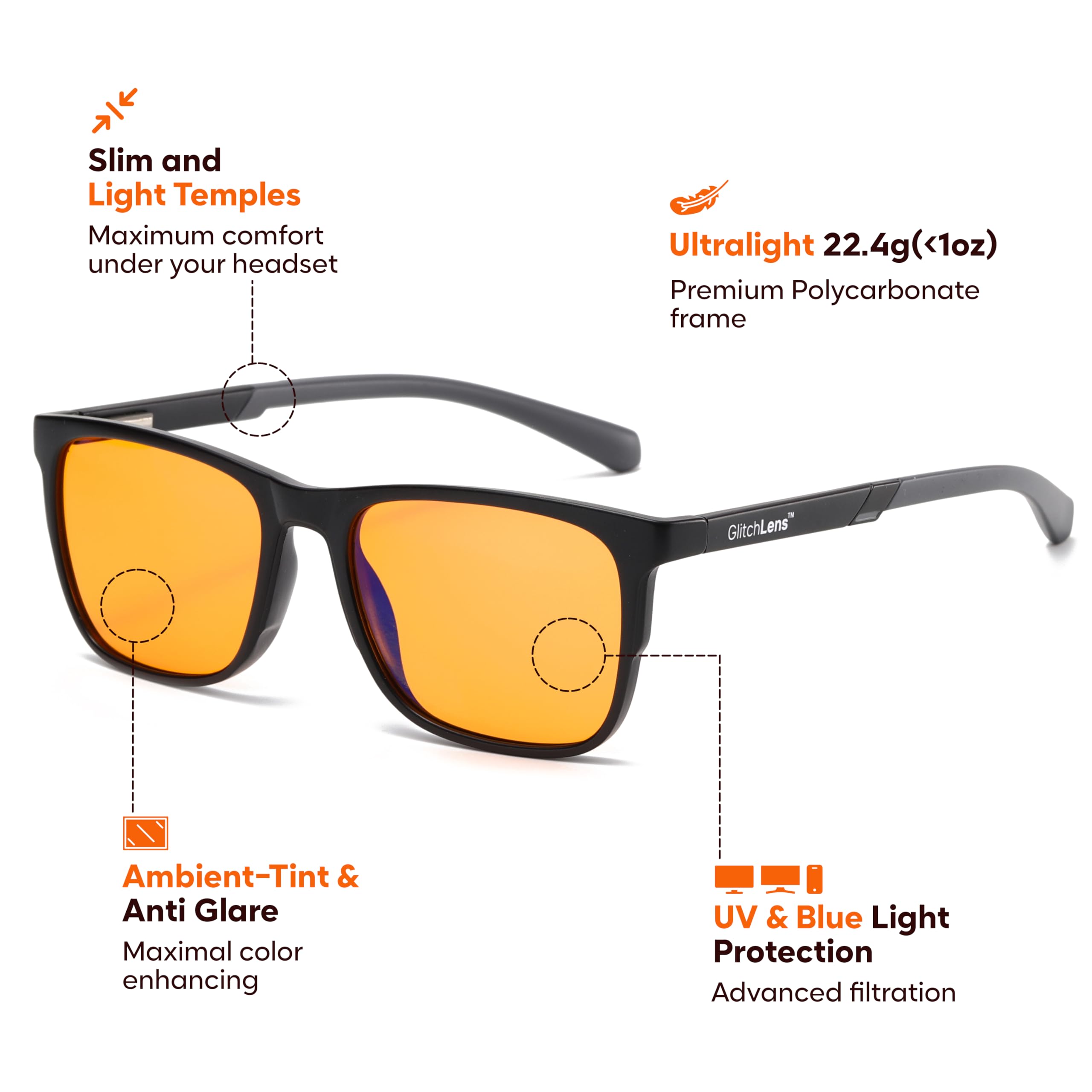 Gafas superiores para juegos y computadoras, bloquean el 98% de la luz azul, ligeras