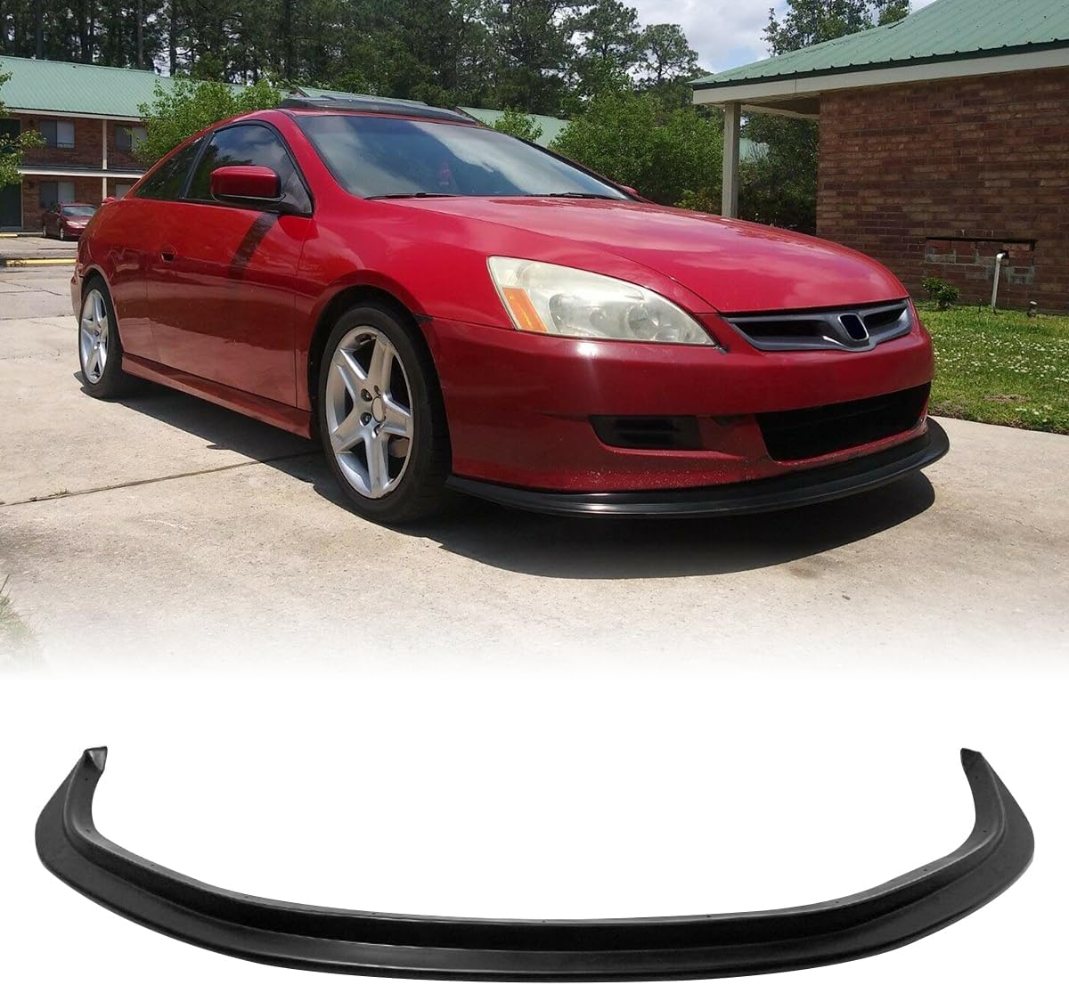 Front Bumper Lip Chin Spoiler, Compatible with 2006-2007 Honda Accord Coupe, MDA Style PU Front Lower Splitter Protector, Unpainted Black, 1PC