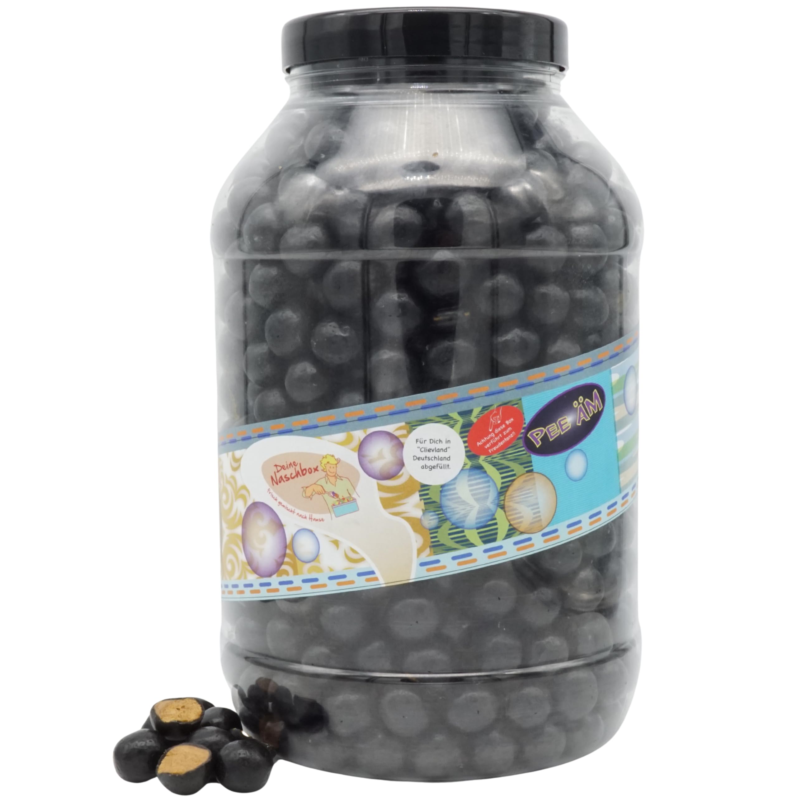 Deine Naschbox | Salmiak Lakritz Rondos | 3kg Mega Pot | XXL Großpackung für Party, Candybar & als Geschenk - Knackige Kugeln mit Salmiakpaste