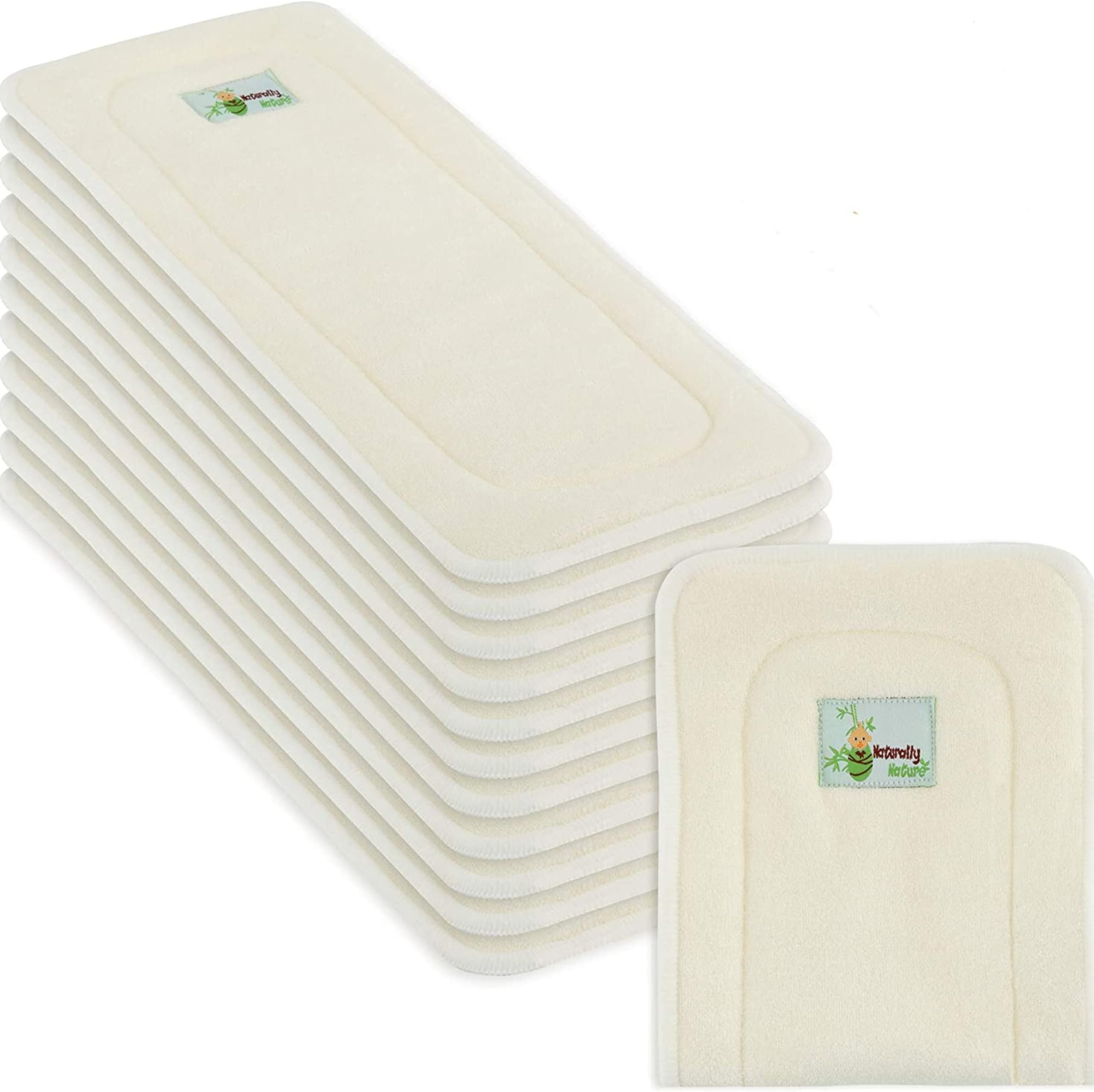 Naturally Nature Cloth Diaper Inserts, 5 Layer Almond Rayon Fleece, Pack of 12, Resuable, Washable Inserts for Cloth Diapers, Almond