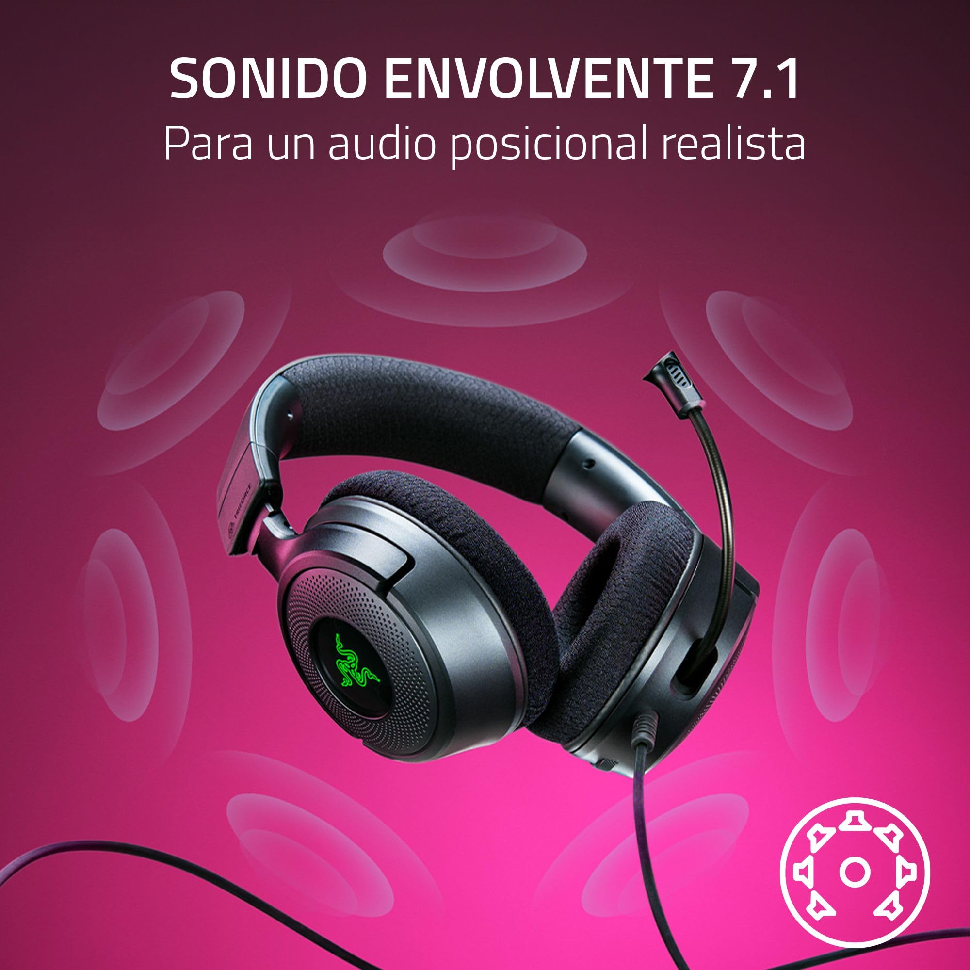 Razer Kraken V4 X - Wired PC Gaming Headset (Triforce 40mm Drivers, Retractable Cardioid Mic, 7.1 Surround Sound, Chroma RGB, for PC - Console & Phones Via USB-C) Black