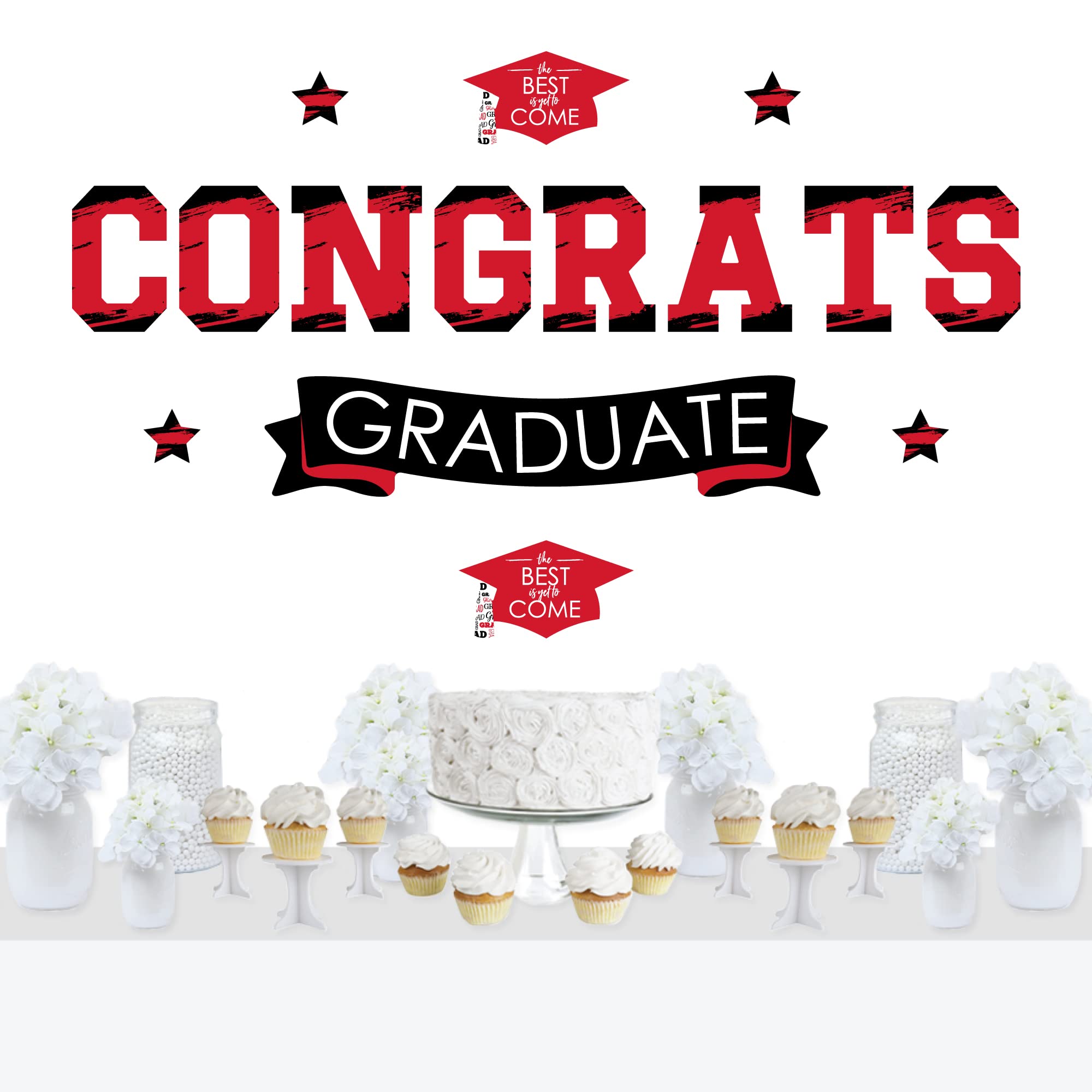 Big Dot of HappinessRed Graduation Party Photo Backdrop - Wall Decals