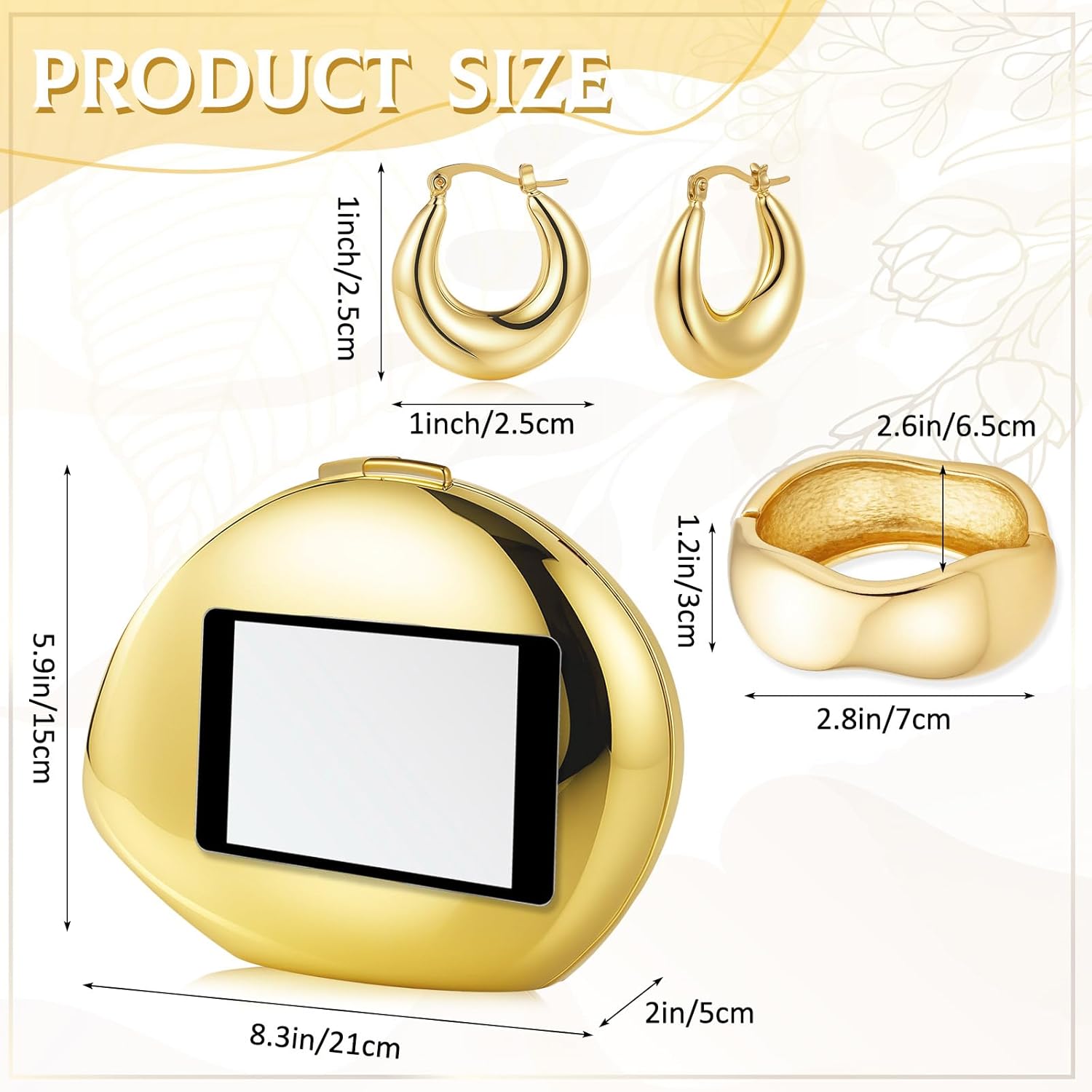 Quelay 3 Pcs Clutch Purse Jewelry Set for Women Purse Accessories Statement Jewelry Sets Formal Acrylic Evening Bag Bracelet Earrings for Formal Wedding Prom Valentine's Day