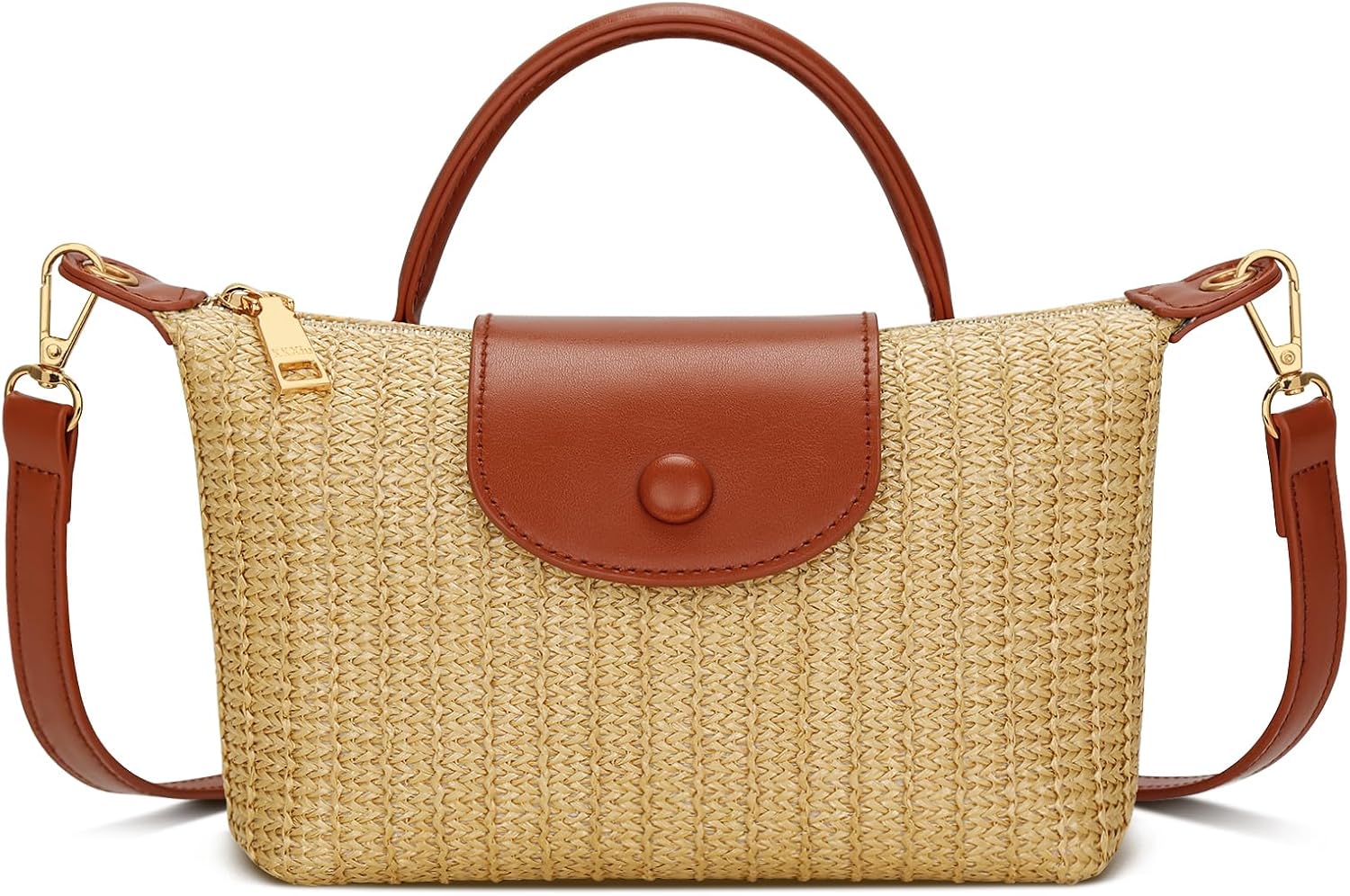 KKXIU Top Handle Small Straw Woven Crossbody Bag for Women