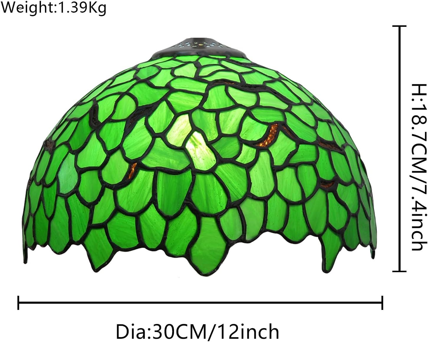 Tiffany Style Lamp Shade, 12 Inch Green Leaves Stained Glass Lamp Shade Replacement Creativity Lamp Cover Accessories Fit for Table Lamp Pendant Light Ceiling Light