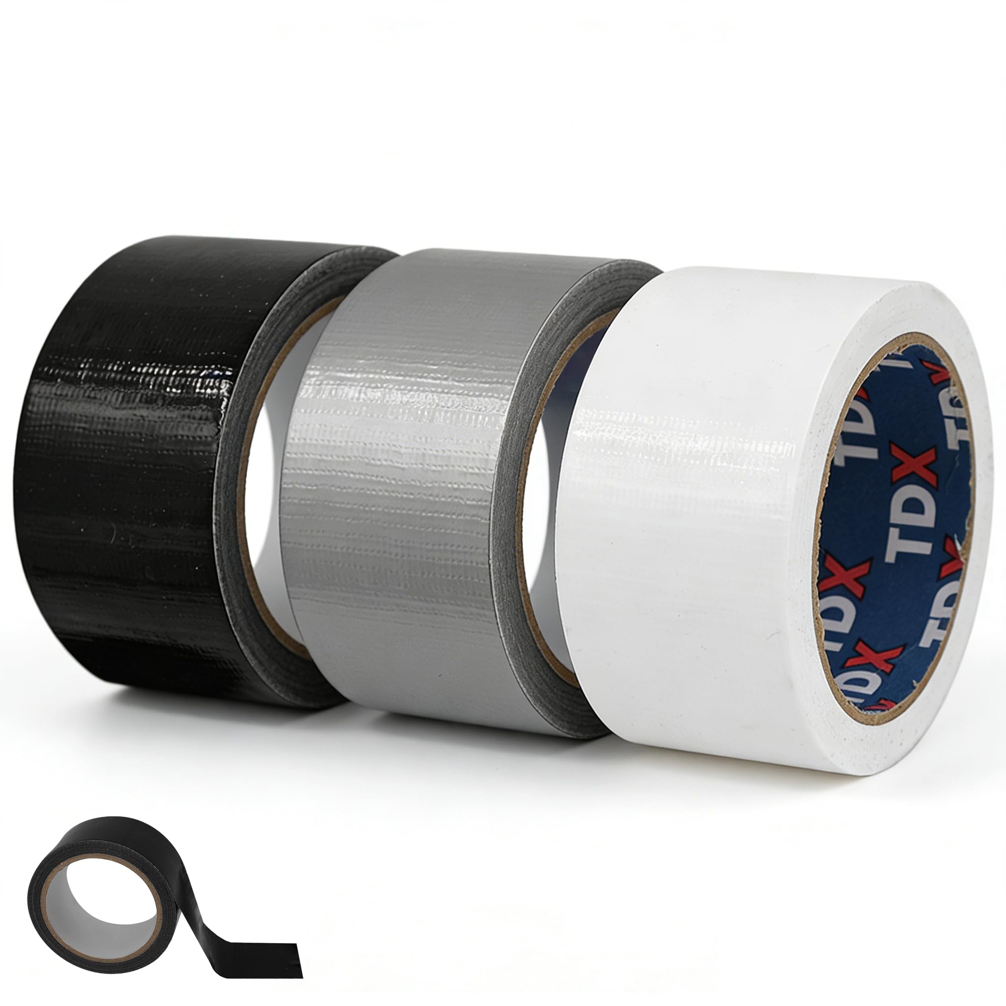 Nureeca Heavy Duty Tape Industrial Strength 3 Rolls 48mm x 20m All Weather Waterproof Cloth Duct Tape for Household Gardens Construction Workshop Black White Silver