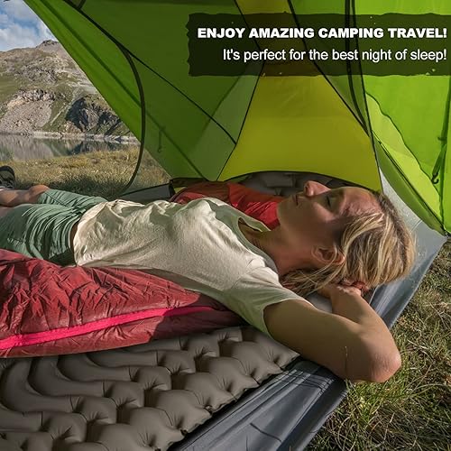Miniatura 7 de MEETPEAK Almohadilla de campamento, almohadilla inflable para dormir, extra gruesa y ligera, colchoneta de dormir ultraligera, compacta,