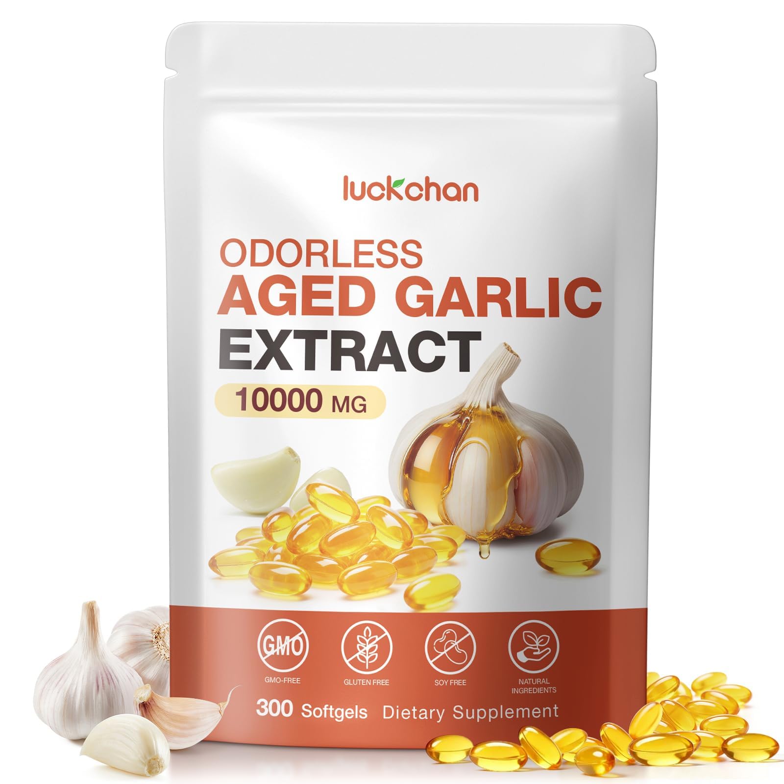 Aged Odorless Garlic Extract 300 Softgels, 10000mg Aged Garlic Supplements