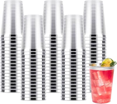 Goodluck 100PCS 12oz Silver Plastic Cups for Party, Disposable Silver Cups
