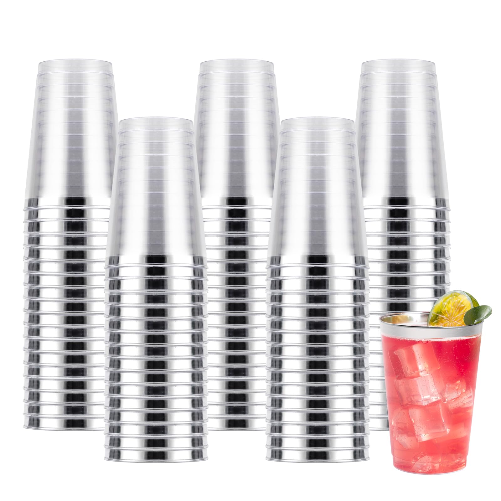 Goodluck 50PCS 9oz Plastic Cups for Party, Disposable Silver Plastic Cups — Amazon image 15