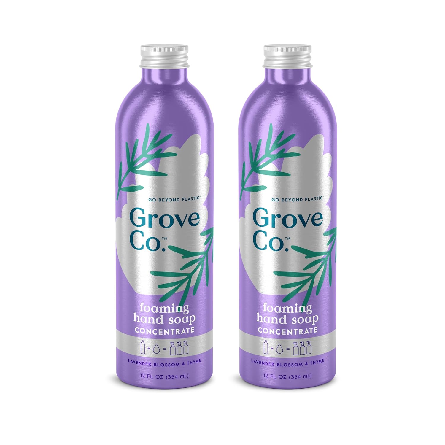 Grove Co. Hydrating Foaming Hand Soap Refills (2x12Oz) Moisturizing Hand Wash,No Plastic or Parabens,Cruelty Free,100% Natural Lemon&Eucalyptus Fragrance,Pack of 1,12.0 Fl Oz,2.35 pounds