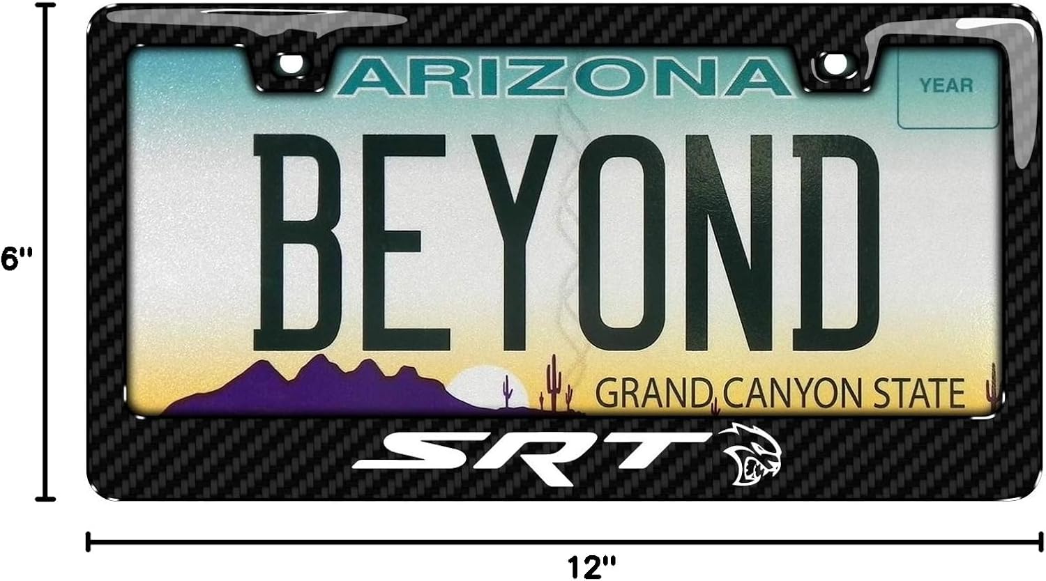 iPick Image for Dodge SRT Hellcat Black Real 3K Carbon Fiber Finish ABS Plastic License Plate Frame