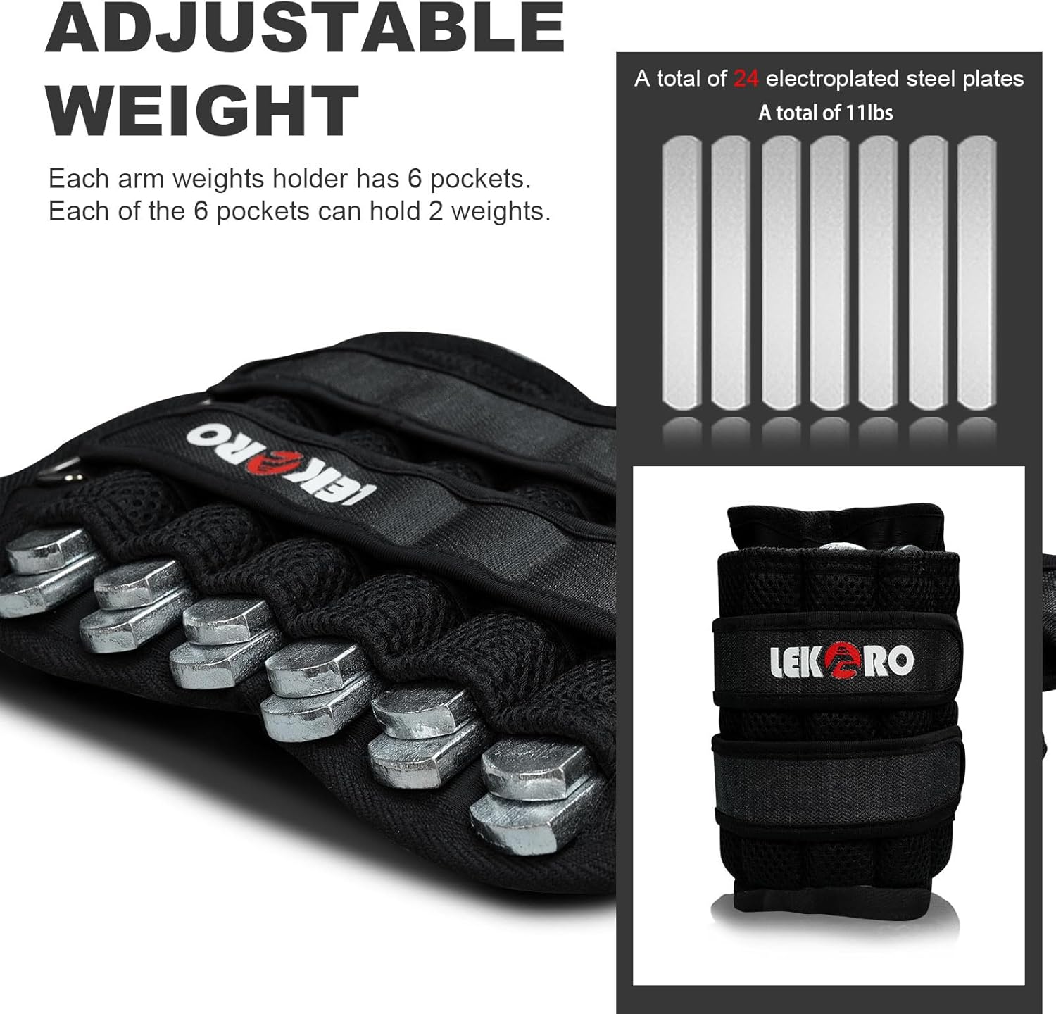 Ankle Weights Wrist Weights for Men Women, 1 Pair Adjustable Removable Steel Weighted Plates Arm Leg Weights for Walking Running Pilates, Fitness Weights