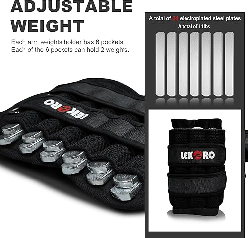 Vista 4 de Pesas ajustables para muñeca y tobillo, peso extraíble para brazos y piernas para hombres y mujeres, fitness, entrenamiento de fuerza, correr