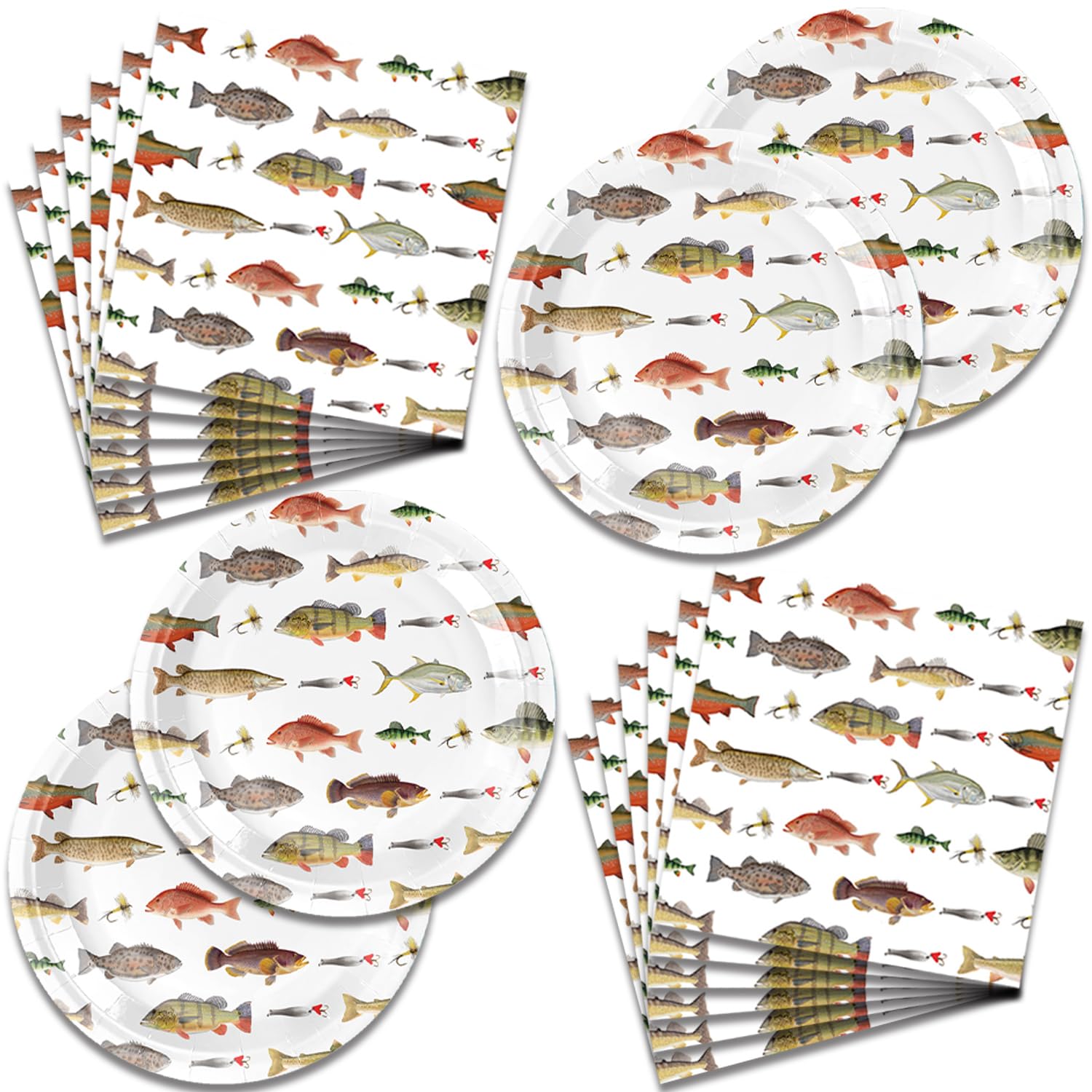 40Pcs Fishing Birthday Party Decorations Plates Napkins For 20 Guests Fishing Party Favors Fishing Party Supplies For Kids