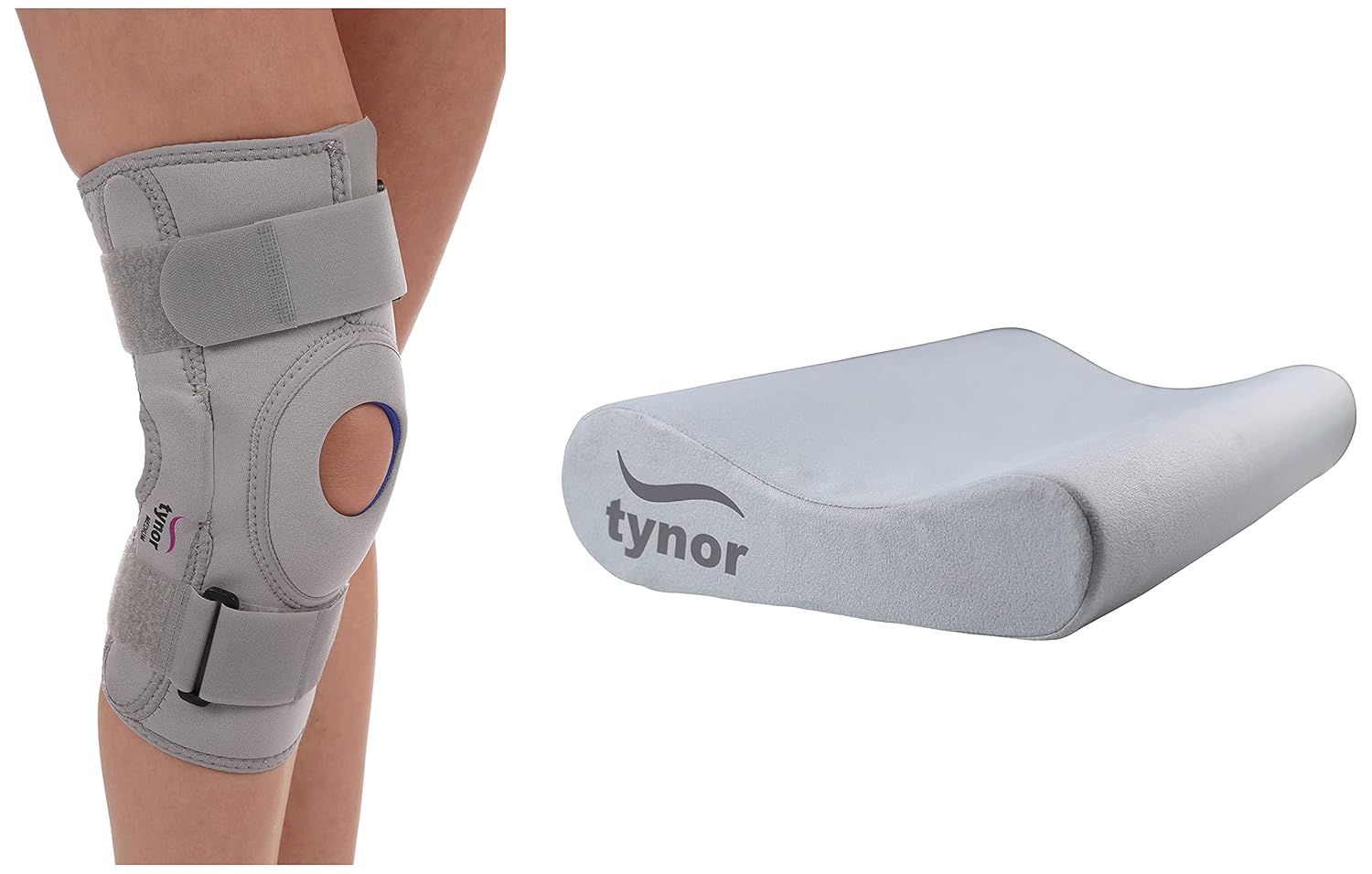 Buy TYNOR Knee Support Hinged (Neoprene), Grey, Large, 1 Unit Contoured Cervical Pillow, Grey