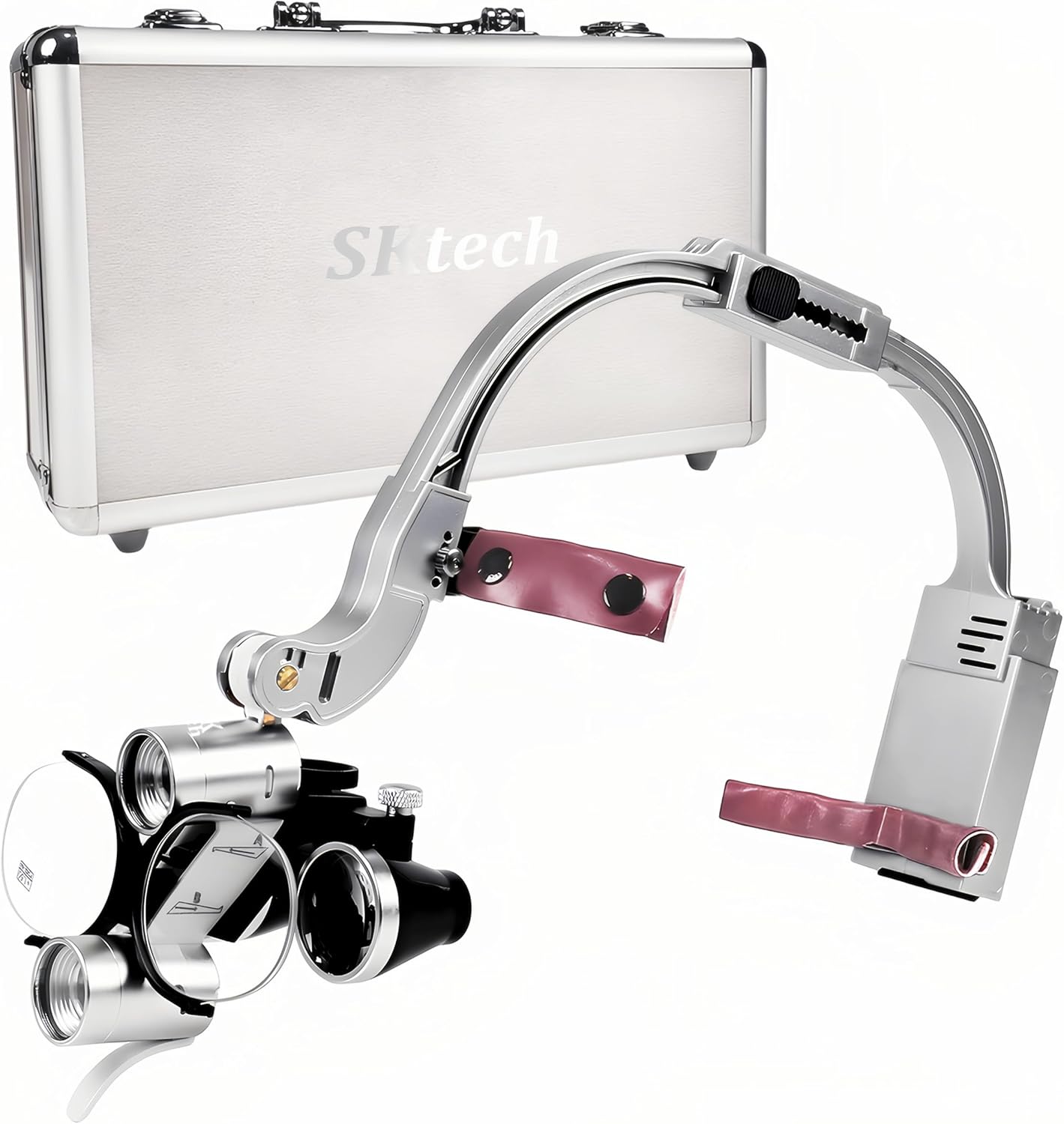 Dental Loupes with Light 3.5X 420mm, Head-Mounted Surgical Loupes Binoculars Magnifying Glass & LED Headlamp, Optical Glass Lenses (Silver)