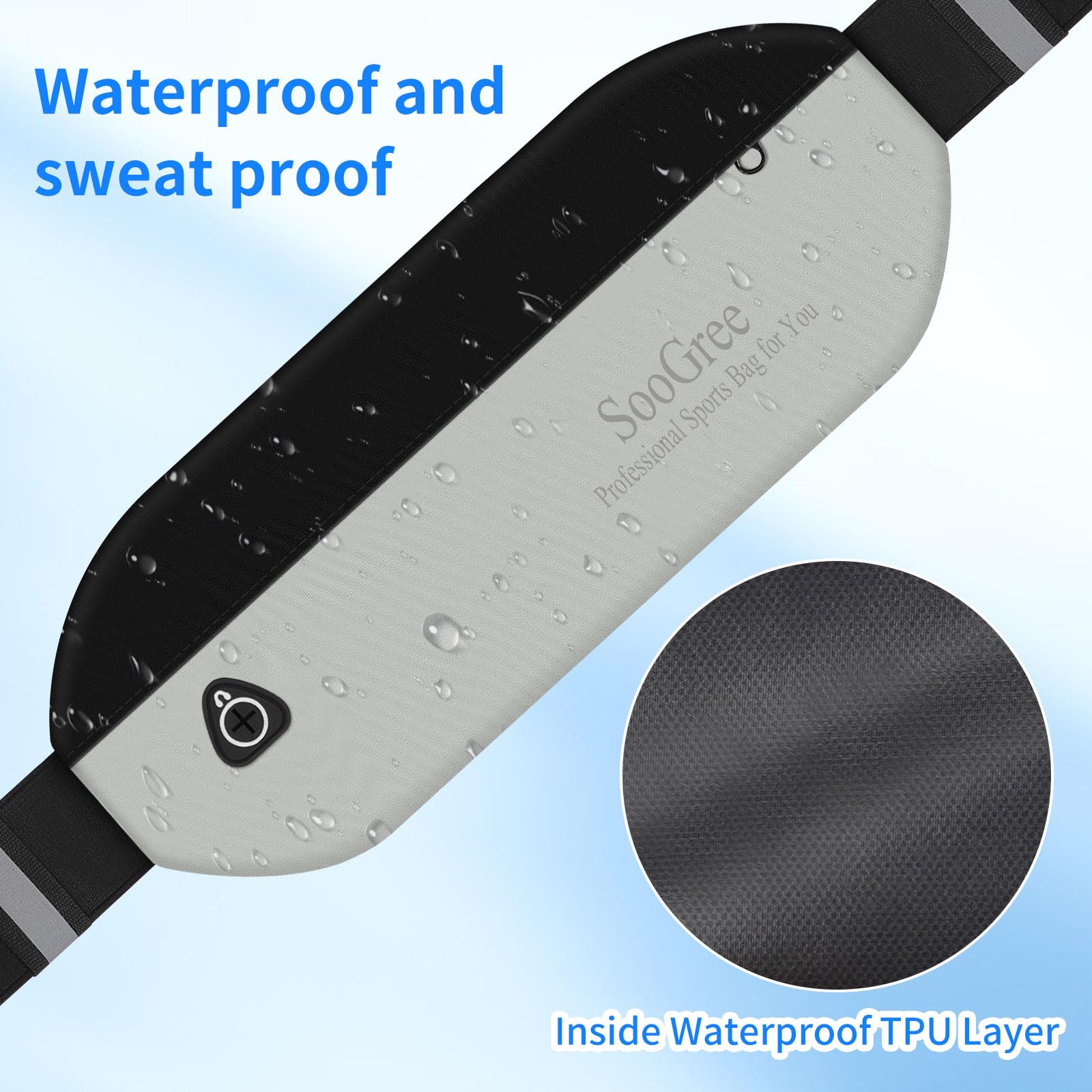 SooGree Riñonera delgada para mujeres y hombres, riñonera impermeable con tira reflectante ajustable, cinturón de correr para deportes, entrenamiento, ciclismo, senderismo, carteras casuales manos