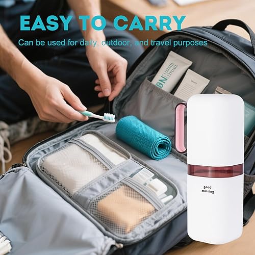 Miniatura 10 de Soporte para cepillo de dientes de viaje, soporte para cepillos de dientes y taza de enjuague con asa, taza de cepillo de dientes de viaje, taza