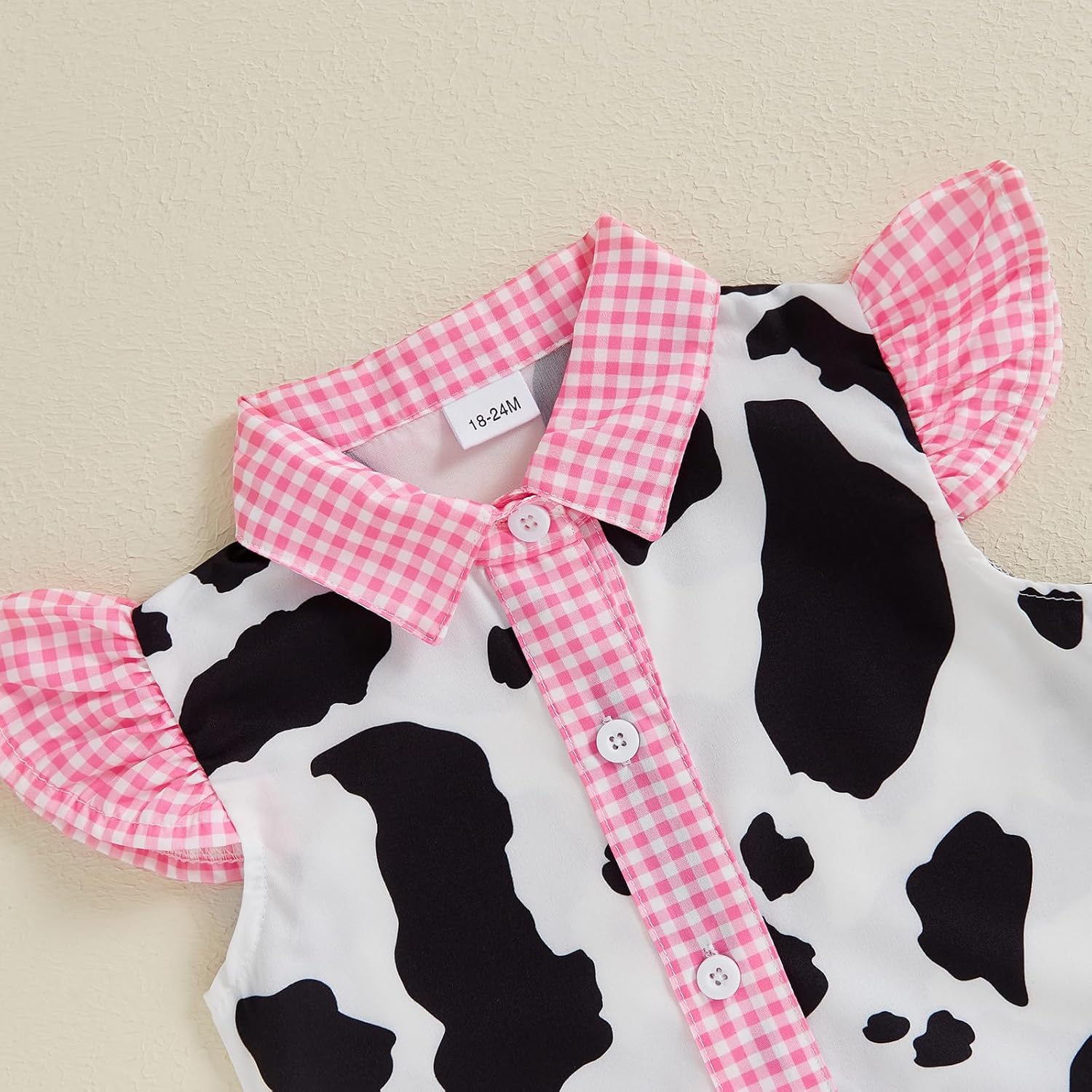 Toddler Girl Denim Western Outfit Baby Cowgirl Clothes Ruffle Cow Print Shirt Button Down Tops Belted Jeans Shorts - Image 4