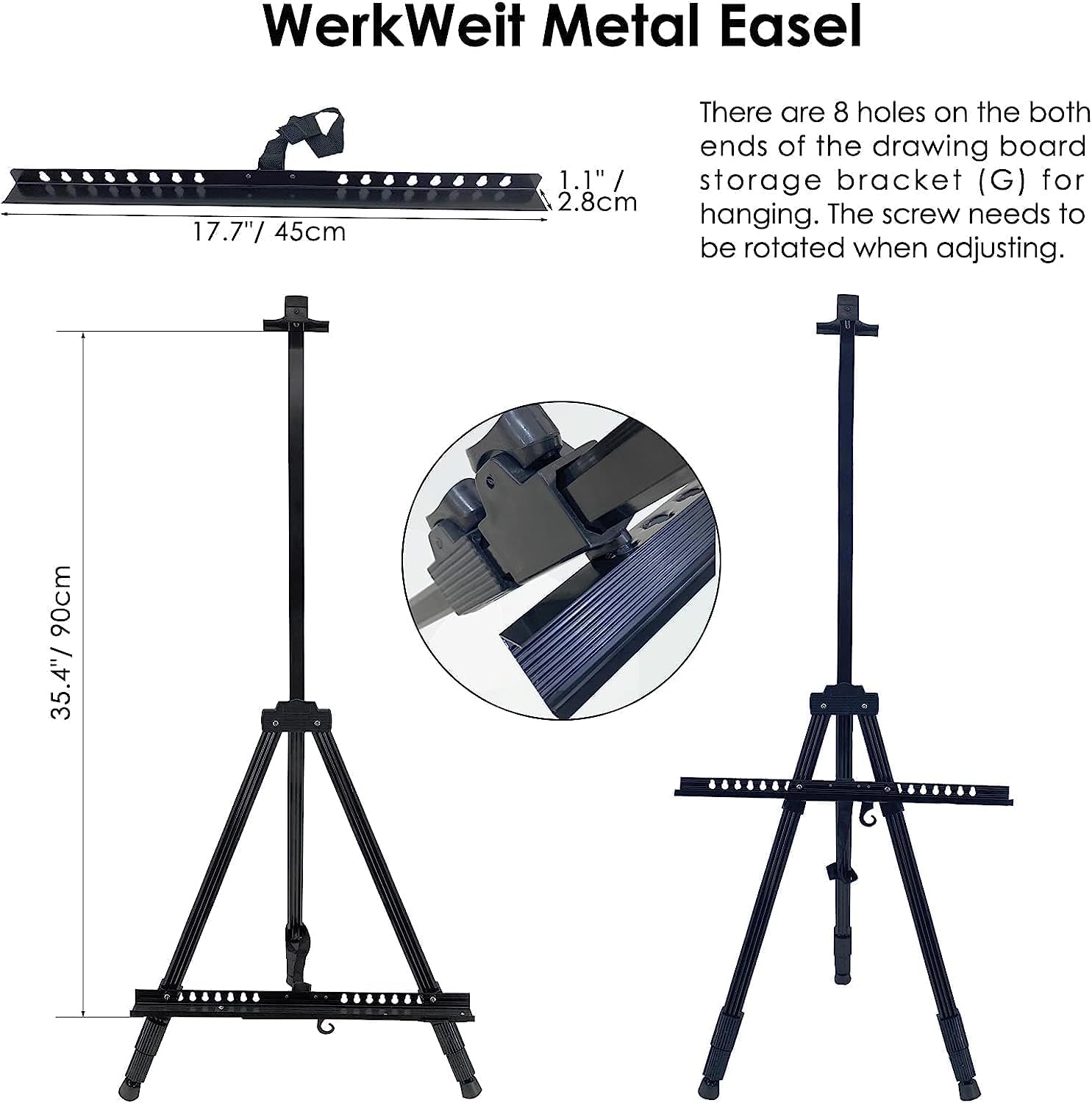 T-Sign 72 hoge display ezel standaard, aluminium metalen statief kunst ezel verstelbare hoogte van 22-72, extra stevig voor tafelblad/vloer schilderen, tekenen en weergeven met tas, 2-pack zwart