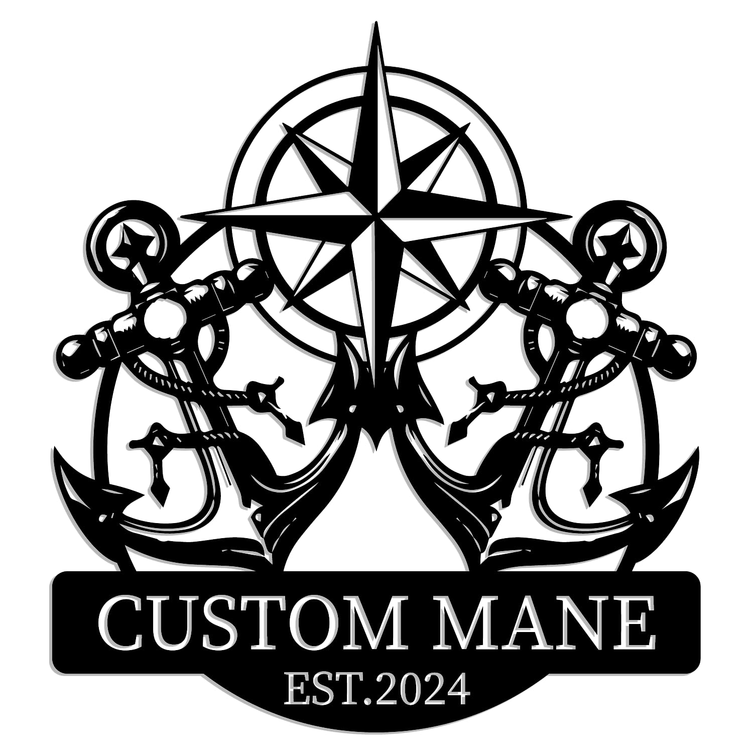 Kissesuu Style-2 Custom Anchor Metal Wall Art,Personalized Gps Anchor Compass Metal Wall Art,Personalized Nautical Name Sign,Boating Anchor Metal Sign, Anchor Name Sign, Anchor Wall Hanging Decor, Anchor Gifts