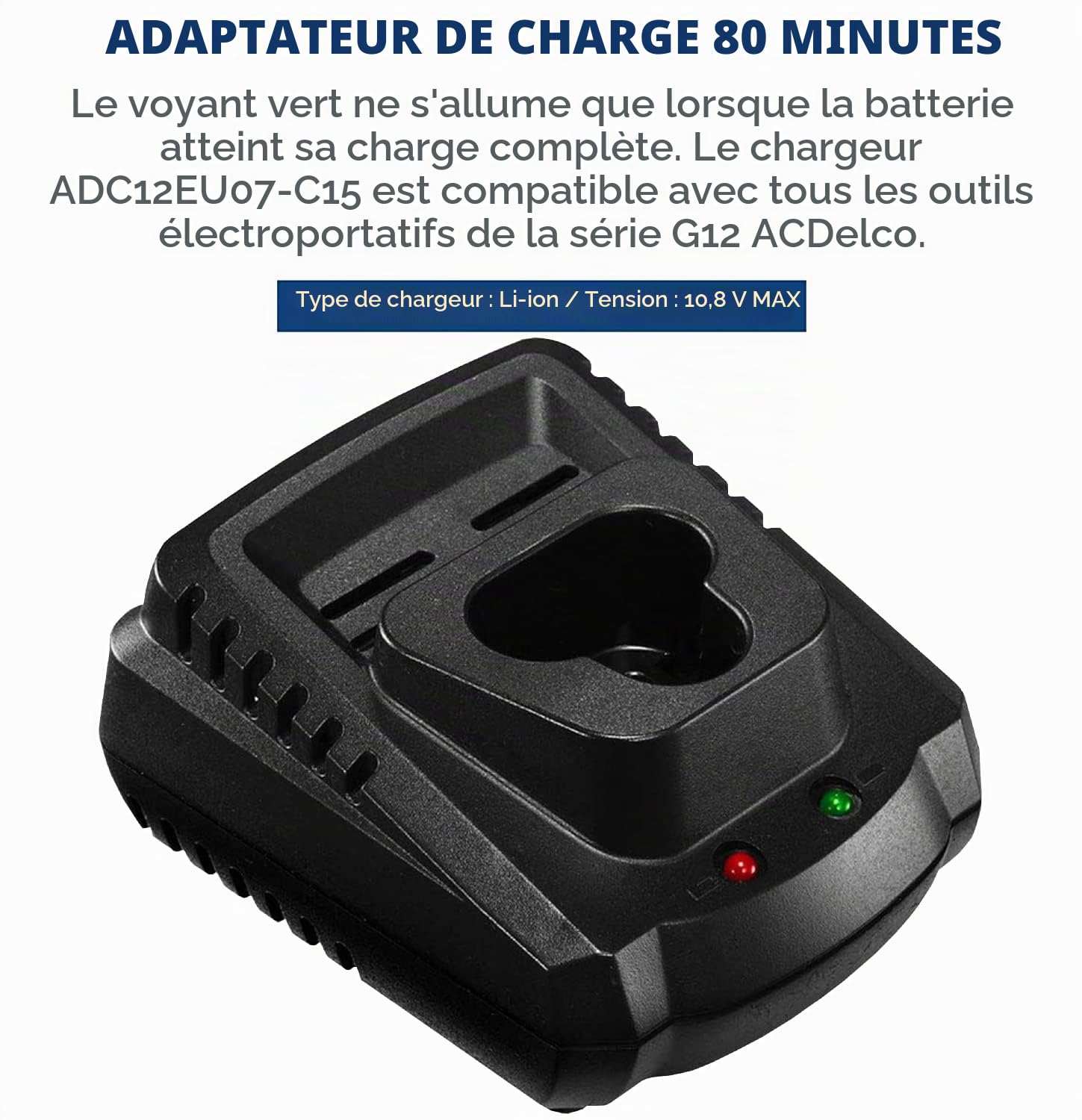 ACDelco ARW1207P G12 Series Clé à cliquet Sans Fil 1/4" 10,8V Li-ion Kit D'outils électriques Avec Batterie et Chargeur (Couple de Fixation 40 N.M)