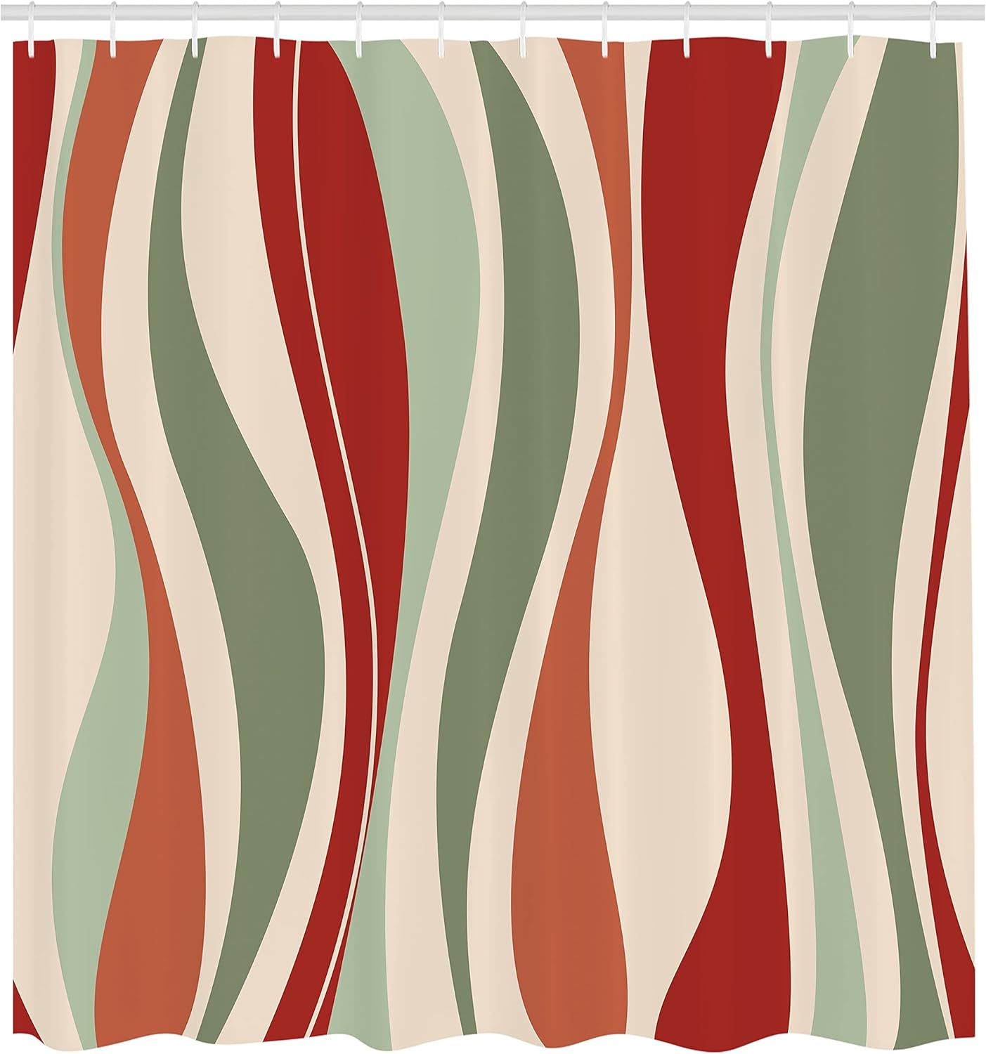 Ambesonne Vintage Shower Curtain, Retro Vibrant Stripes Funky Lines Design Patterns Abstract Print, Cloth Fabric Bathroom Decor Set with Hooks, 69" W x 70" L, Green Reseda