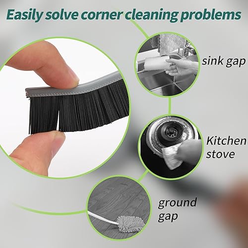 Miniatura 3 de 9 piezas de cepillo de limpieza de hendiduras, cepillo de huecos de baño, herramientas de limpieza de ranura de mano, herramienta de cepillo de