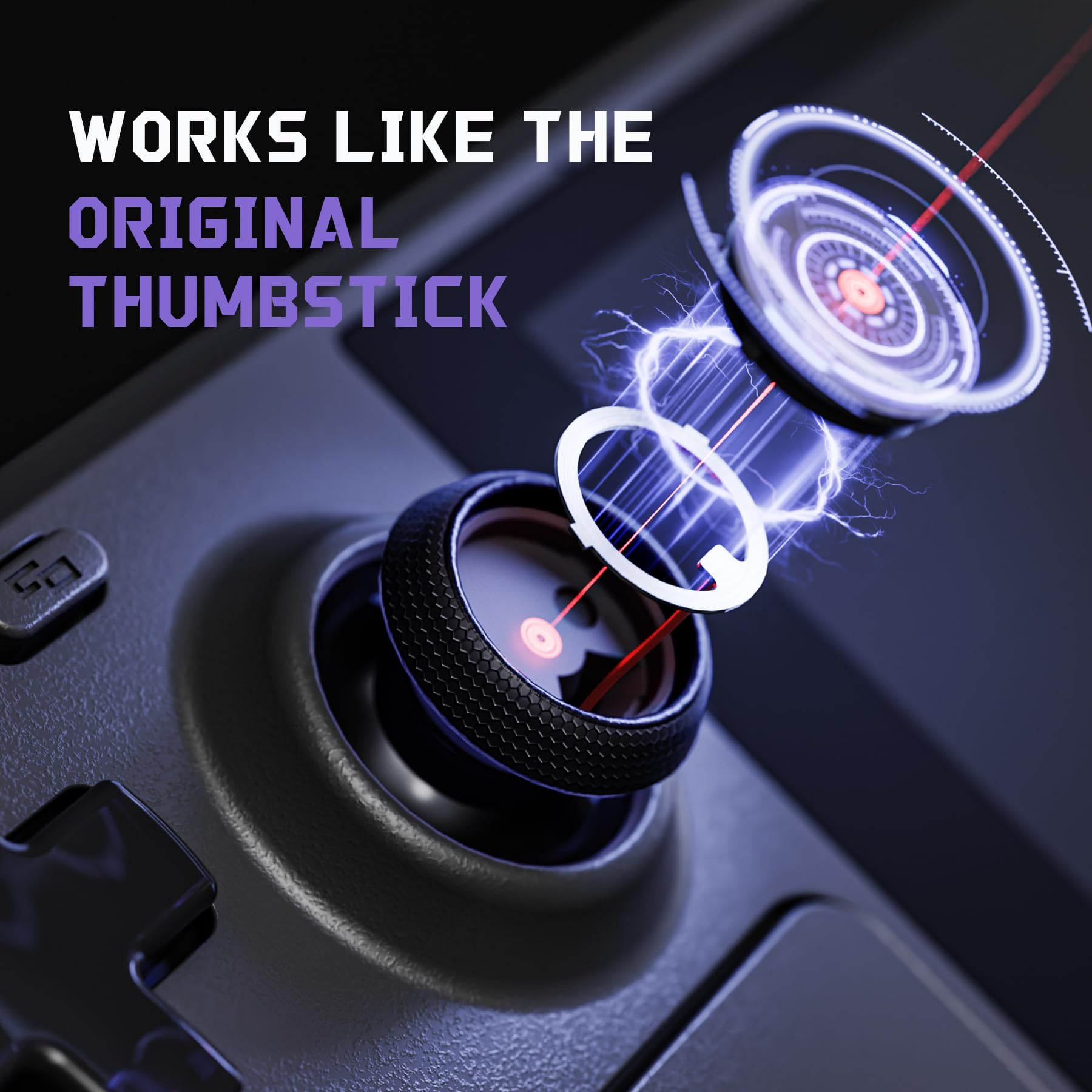 eXtremeRate Replacement Thumbsticks for Steam Deck LCD, Custom Analog Stick Joysticks Repair Kit for Steam Deck OLED Handheld Console with Original Touch Sensing, Anti-Slip Texture Grip - Black - 3