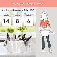 Vista 5 de BREKX Hammered Stainless-Steel Beverage Tub, Double-Walled Insulated Anchored Drink Tub & Ice Bucket with Double Hinged Handles, Drink Chiller for