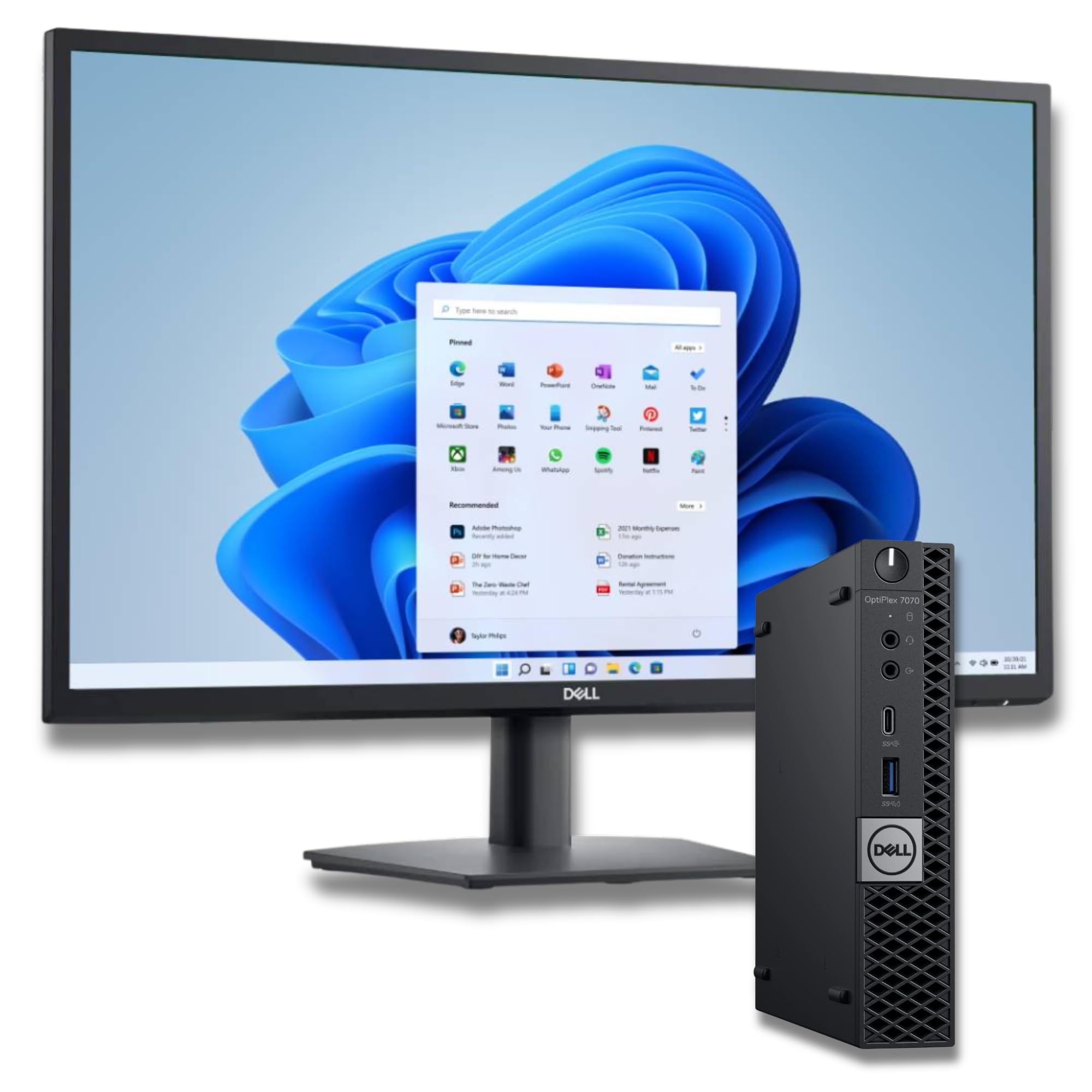Dell OptiPlex 7070 Micro PC Bundle 27 Zoll Full HD Monitor | Intel Core i9 bis 5,0 GHz | 16 GB DDR4 RAM | 512 GB NVMe SSD | Windows 11 Pro | Generalüberholt | 36 Monate Garantie