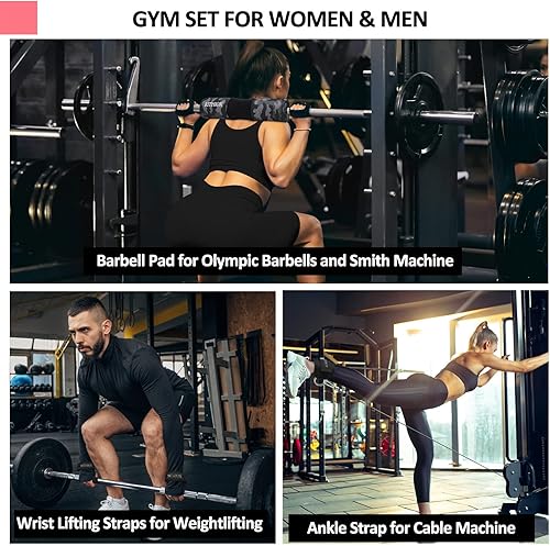 Miniatura 2 de RITHIOX Juego de almohadillas para pesas para levantamiento de pesas para estocadas en cuclillas, protege tu cuello, correa de tobillo y hombro para