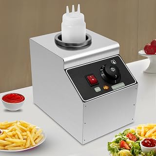 Electric Sauce Warmer Dispenser, 80W Hot Fudge Nacho Cheese Ketchup Chocolate Warmer, Single-Head Sauce Insulation Machine with a 22OZ Bottle, 86-185℉ Adjustable Temperature