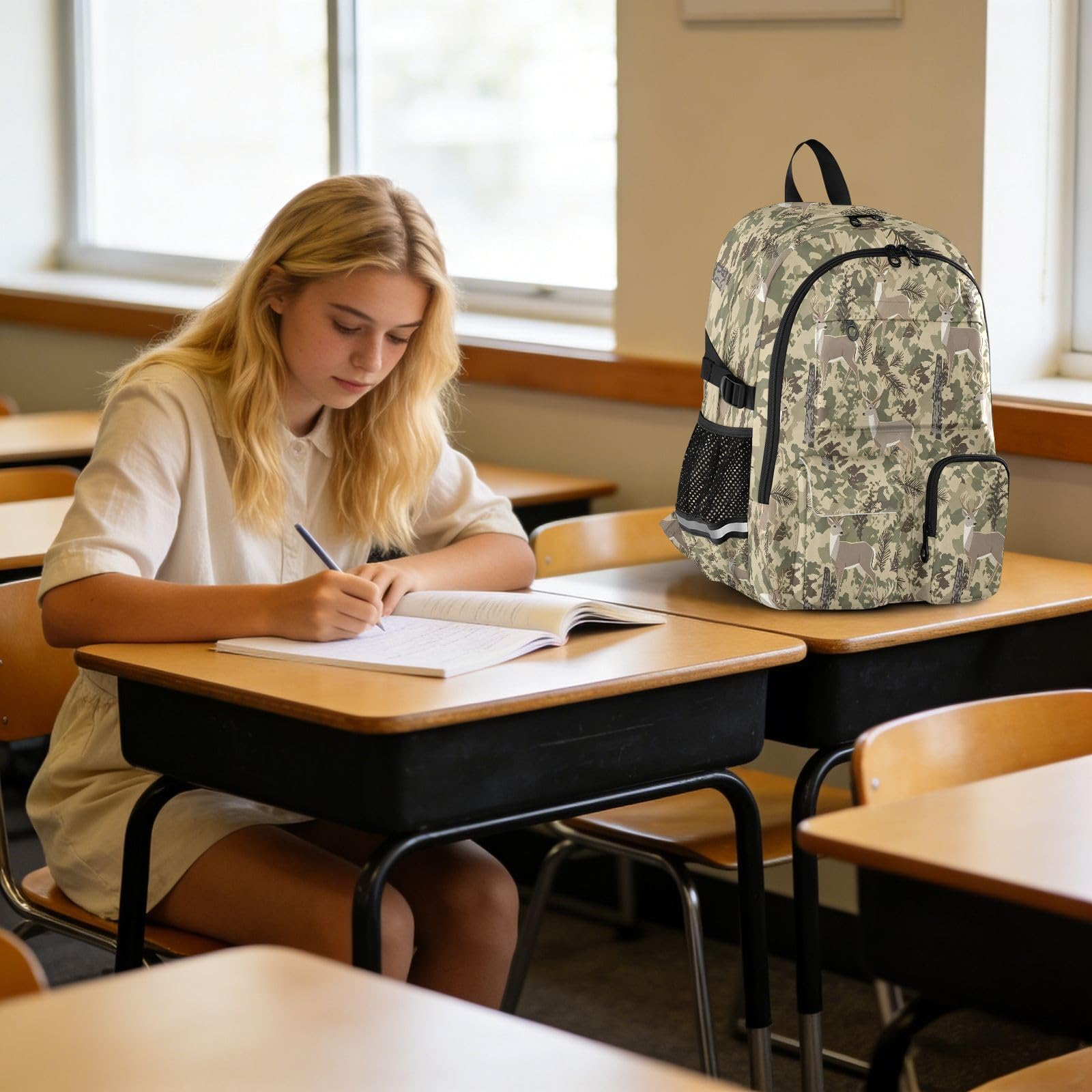 Zaino con motivo gazzelle della foresta, con tasche multiple, per scuola, viaggi, attività all'aperto, università, zaino per laptop da 17,5 pollici, per uomini e donne