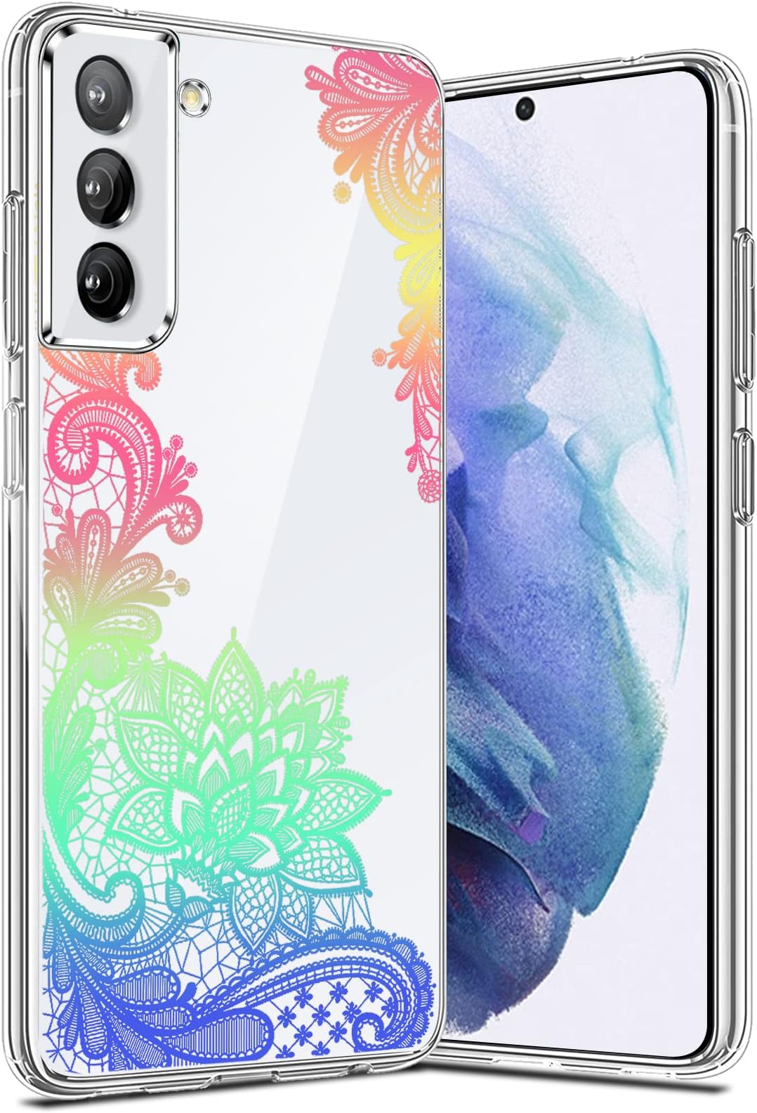 Galaxy S22 Plus Case for Samsung Galaxy S22 Plus 5G Case Clear for Women Cute Soft Silicone TPU Cover for Samsung S22 Plus Phone Case with Mandala Flower Ultra Slim Thin for S22+ Shockproof Shell