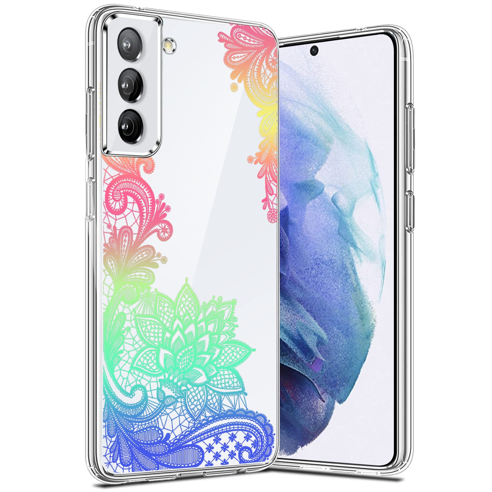Galaxy S22 Plus Case for Samsung Galaxy S22 Plus 5G Case Clear for Women Cute Soft Silicone TPU Cover for Samsung S22 Plus Phone Case with Mandala Flower Ultra Slim Thin for S22+ Shockproof Shell
