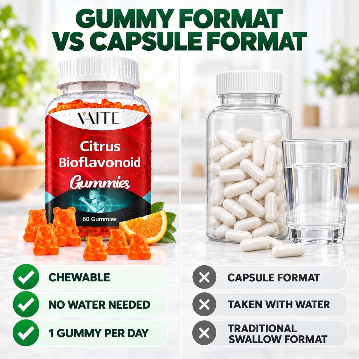 VAITE Citrus Bioflavonoid Complex Supplement 1000mg – Antioxidant Properties, Citrus-Derived Bioflavonoids, Sugar-Free Chewable Formula, Non-GMO, Gluten-Free, Soy-Free, Daily Use, 60 Gummies — Amazon image 5