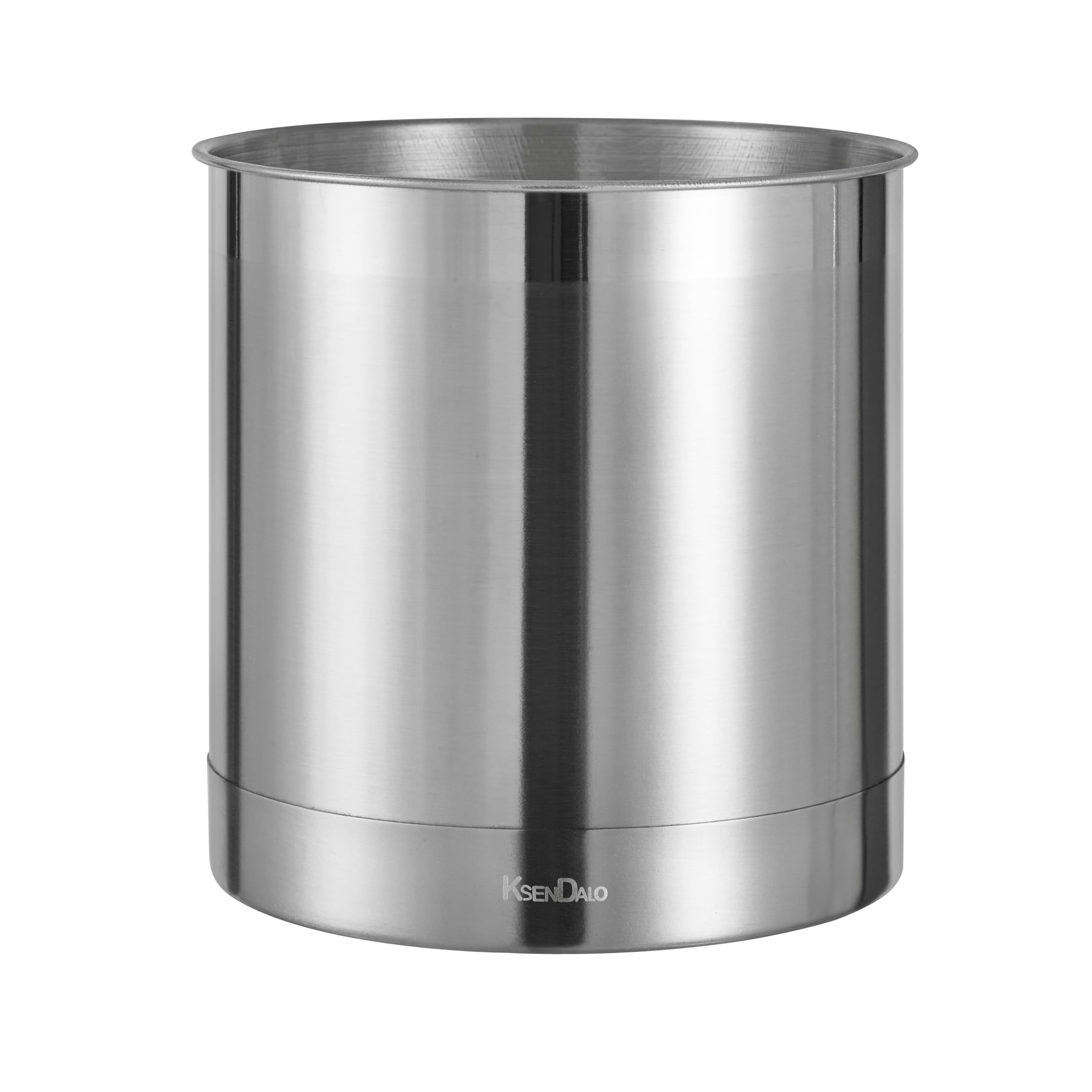 KSENDALO Stainless Steel Utensil Holder 7x7inch Large Utensil Holder for Countertop, Round Utensil Caddy for Spoons, Silverware, and Spatulas for Kitchen, Silver
