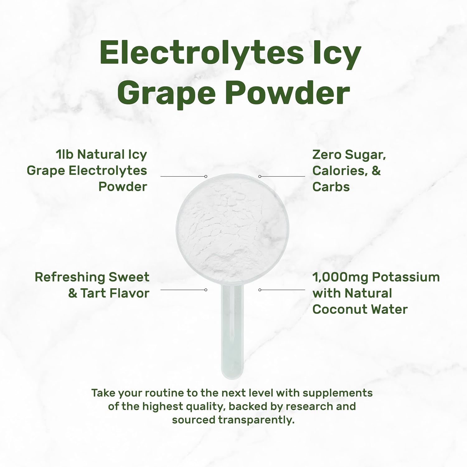 Electrolytes Powder, 1lb (69 Servings) – No Sugar, Low Sodium, ICY Grape Flavor – Rapid Hydration Supplement Drink Mix – High Potassium 1,000mg with Natural Coconut Water, Magnesium, & Vitamin C* - Image 4