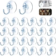 50Pcs Small Suction Cups with Hooks - 1.2 inch Clear Plastic Sucker Hooks for Glass Window Wall, Utility Hooks for Door Bathroom Kitchen, Christmas Festivals Parties Theme Decoration