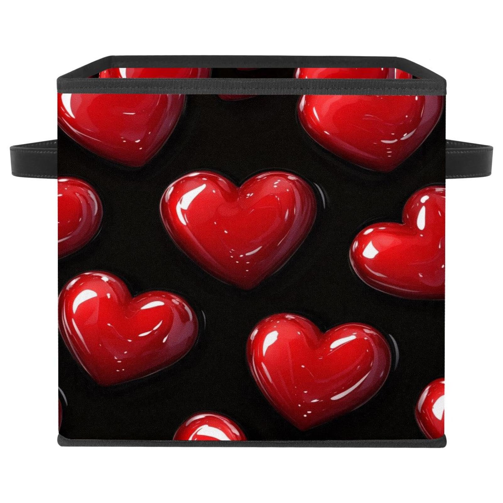 Boîte de rangement cœur rouge en tissu pliable pour organiser le dressing de la chambre
