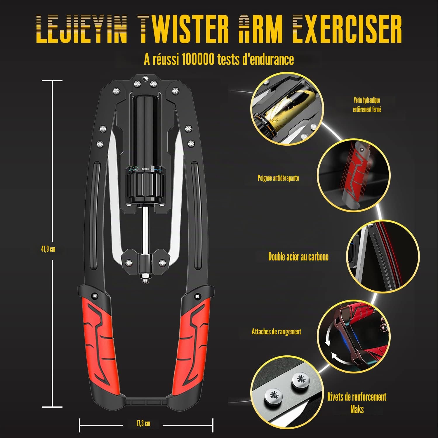 Musculation Avant Bras Barre Twister Réglable Power Twister 10-200kg Musculation Homme Pectoraux Biceps Alteres Musculation Femme Exercices du Haut du Corps, de la Poitrine, des épaules