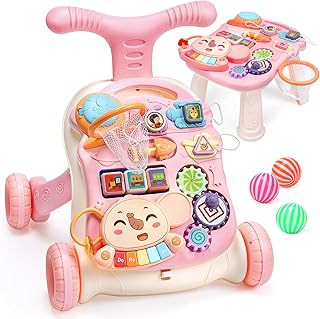 CUTE STONE 2-in-1 Baby Walker for Girls, Toddlers Learning Walker, Early Educational Push Walking