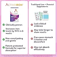 Vista 7 de Active Iron Prenatal, suplemento de hierro + vitaminas prenatales para mujeres, 30 cápsulas sin estreñimiento + 30 multivitaminas de liberación