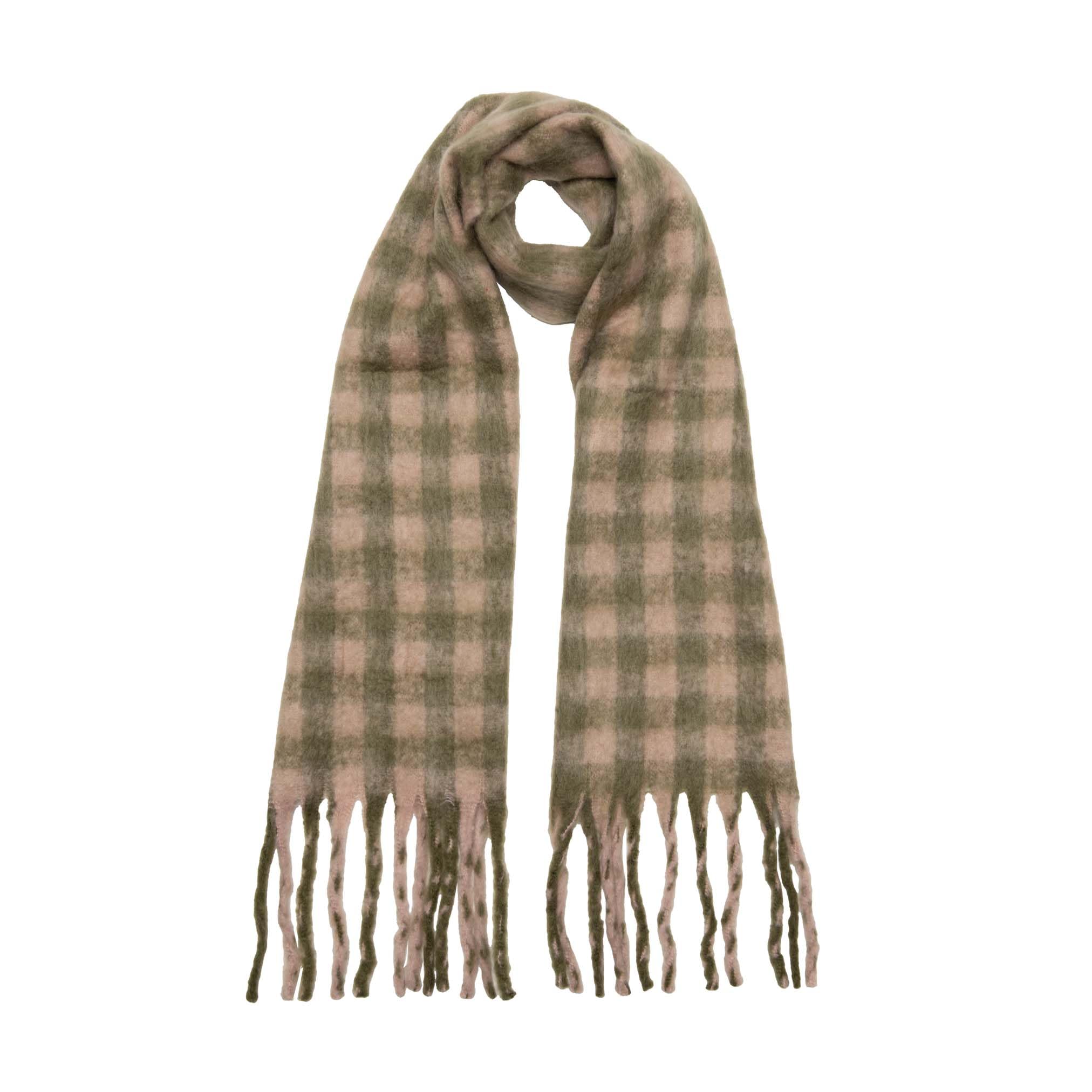 Heritage Traditions Pink/Green Check Soft Touch Herringbone Fomo Blanket Scarf ()