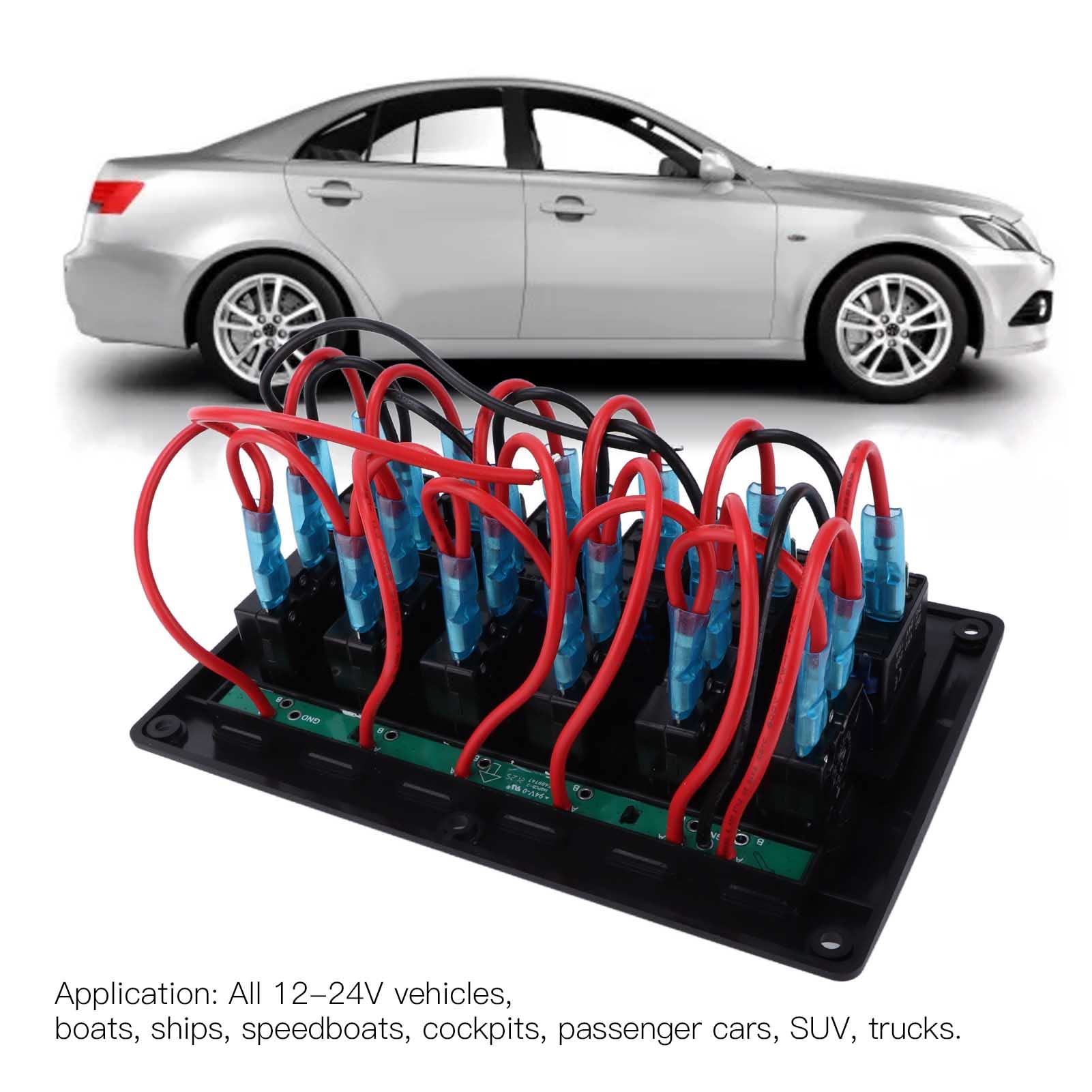FILFEEL Pannello Interruttori a Bilanciere a 6 Gang con Porte di Ricarica USB, Indicatore LED Blu 12V-24V, IP65 per Barche, SUV, Trattori, Yacht e Veicoli