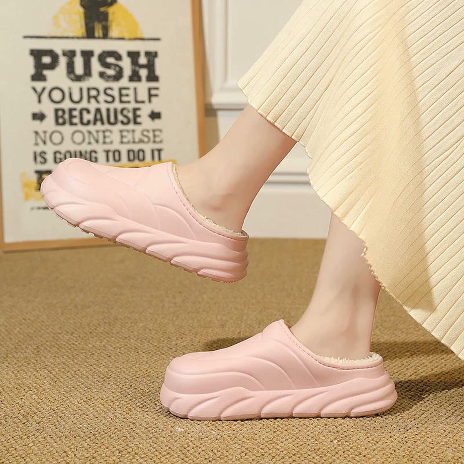 Pantuflas Zapatillas De Invierno Unisex, Sandalias para El Hogar, Zapatos Planos Interior Mujer, Suaves Hombre, Moda Antideslizante Dormitorio-001-beige-42-43