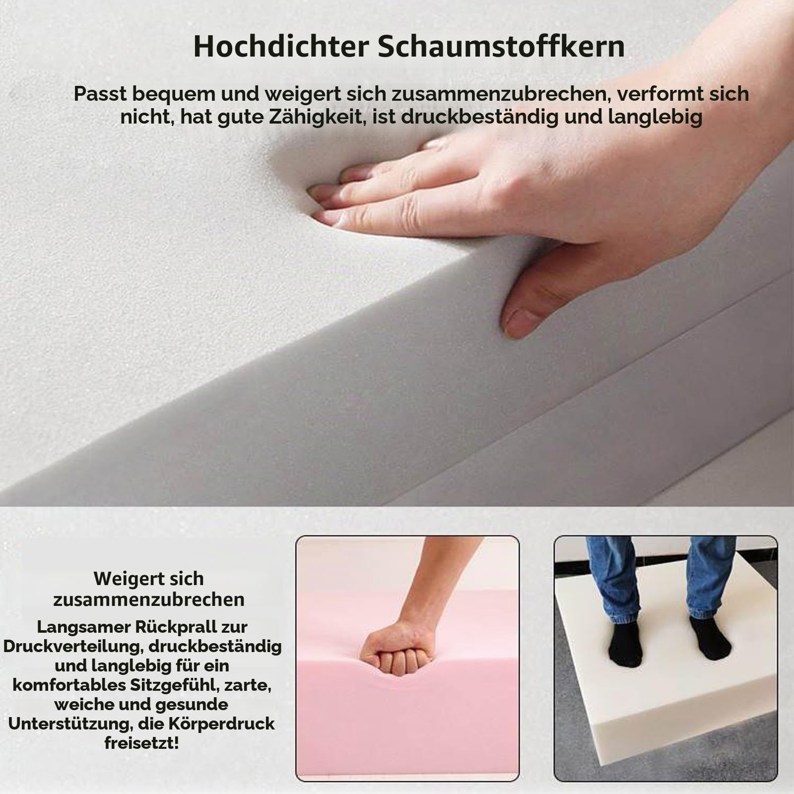 Outdoor-Sitzkissen-Set, tiefe Sitzkissen für Terrassenmöbel, Rasenstühle, Allwetterkissen, 55 x 55 cm, Grau