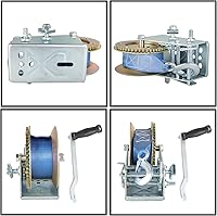 Vista 2 de Cabrestante manual de manivela de 3500lbs para ATV Ship Trailer Truck Car con correa de poliéster azul de nylon